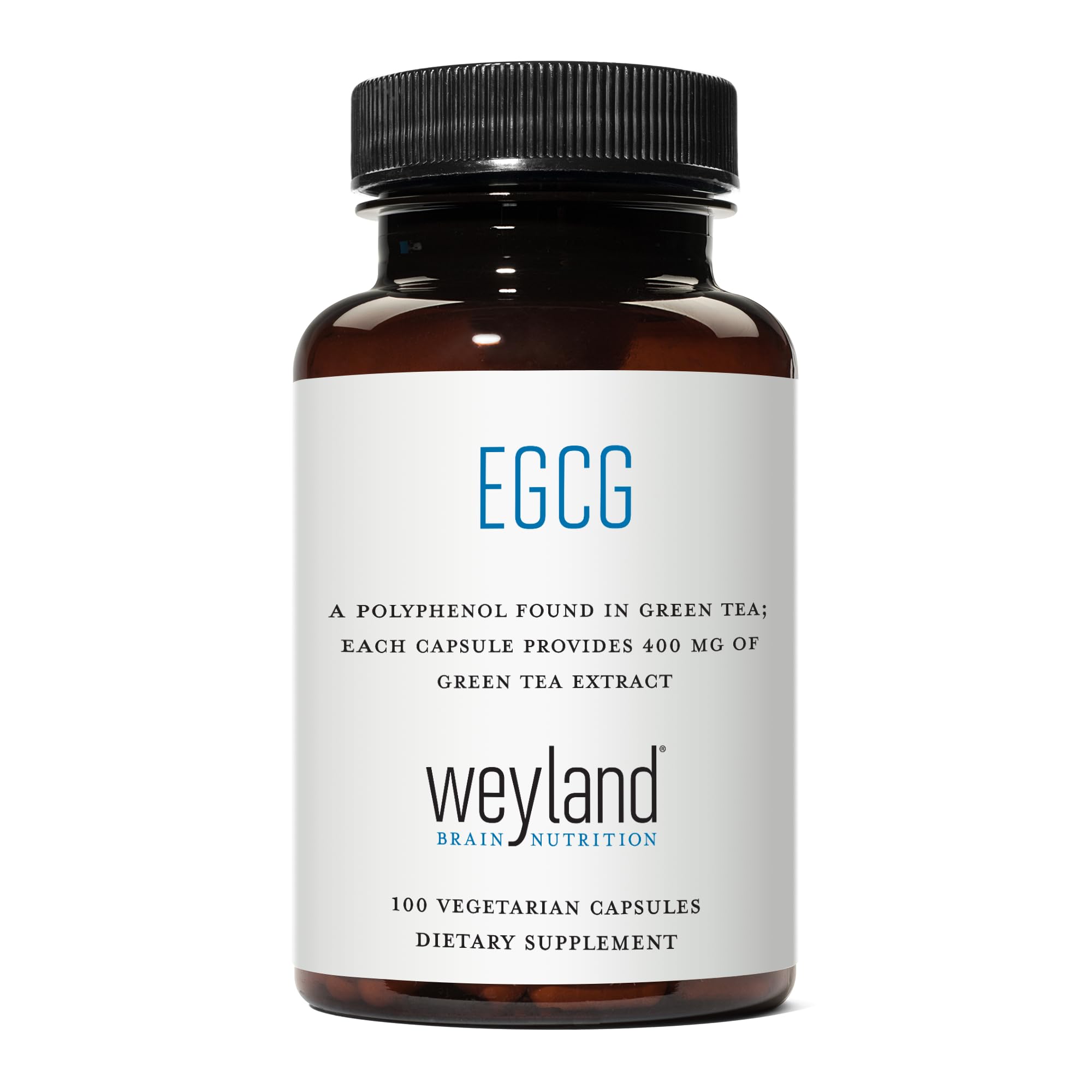 Weyland Brain Nutrition EGCG Green Tea Extract 400mg capsule bottle front view