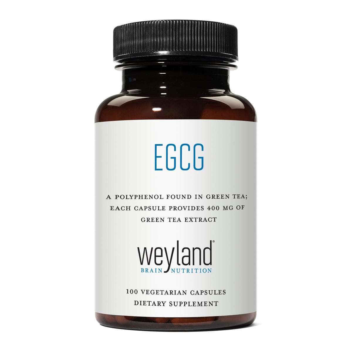 Weyland Brain Nutrition EGCG Green Tea Extract 400mg capsule bottle front view