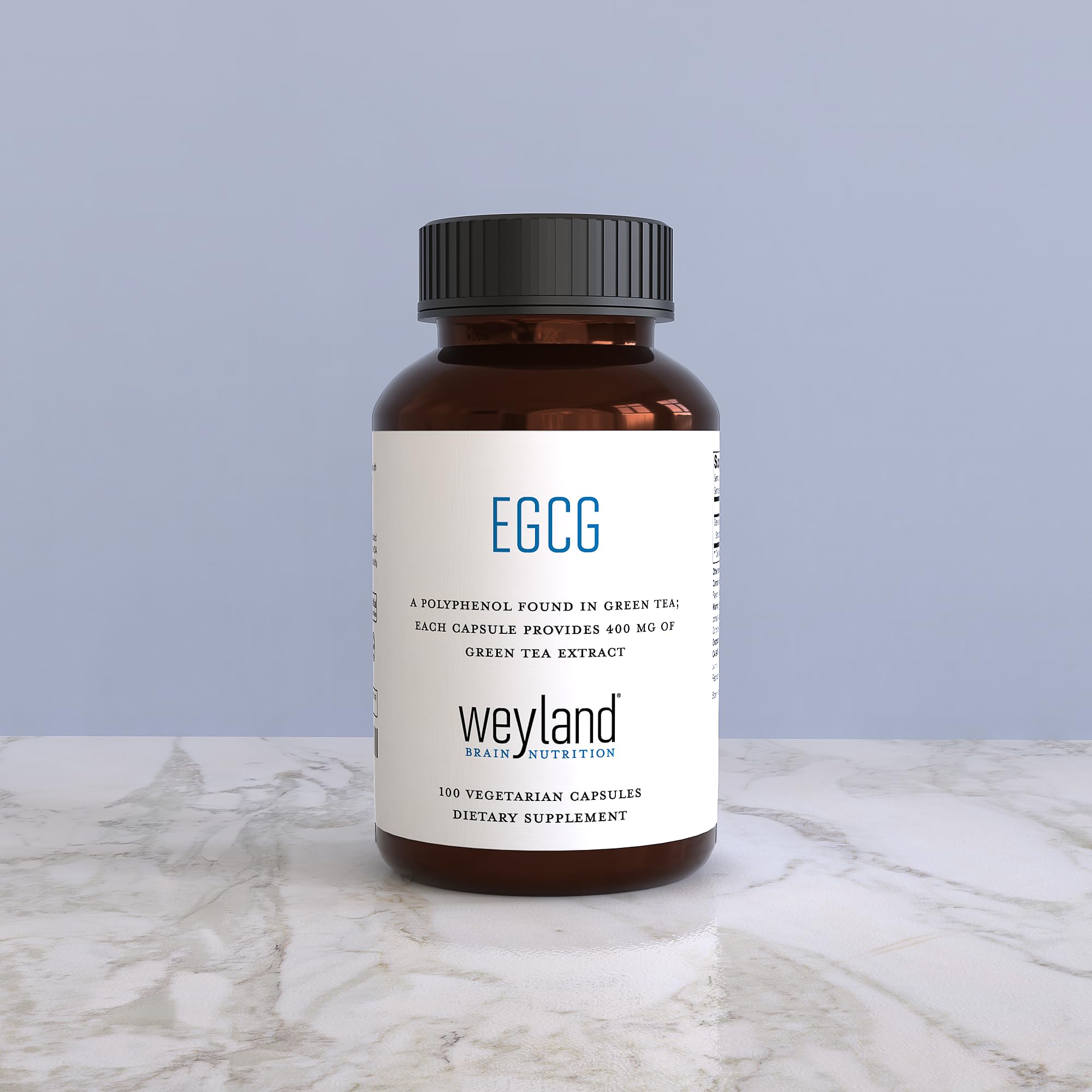 Weyland Brain Nutrition EGCG Green Tea Extract bottle with a measuring spoon