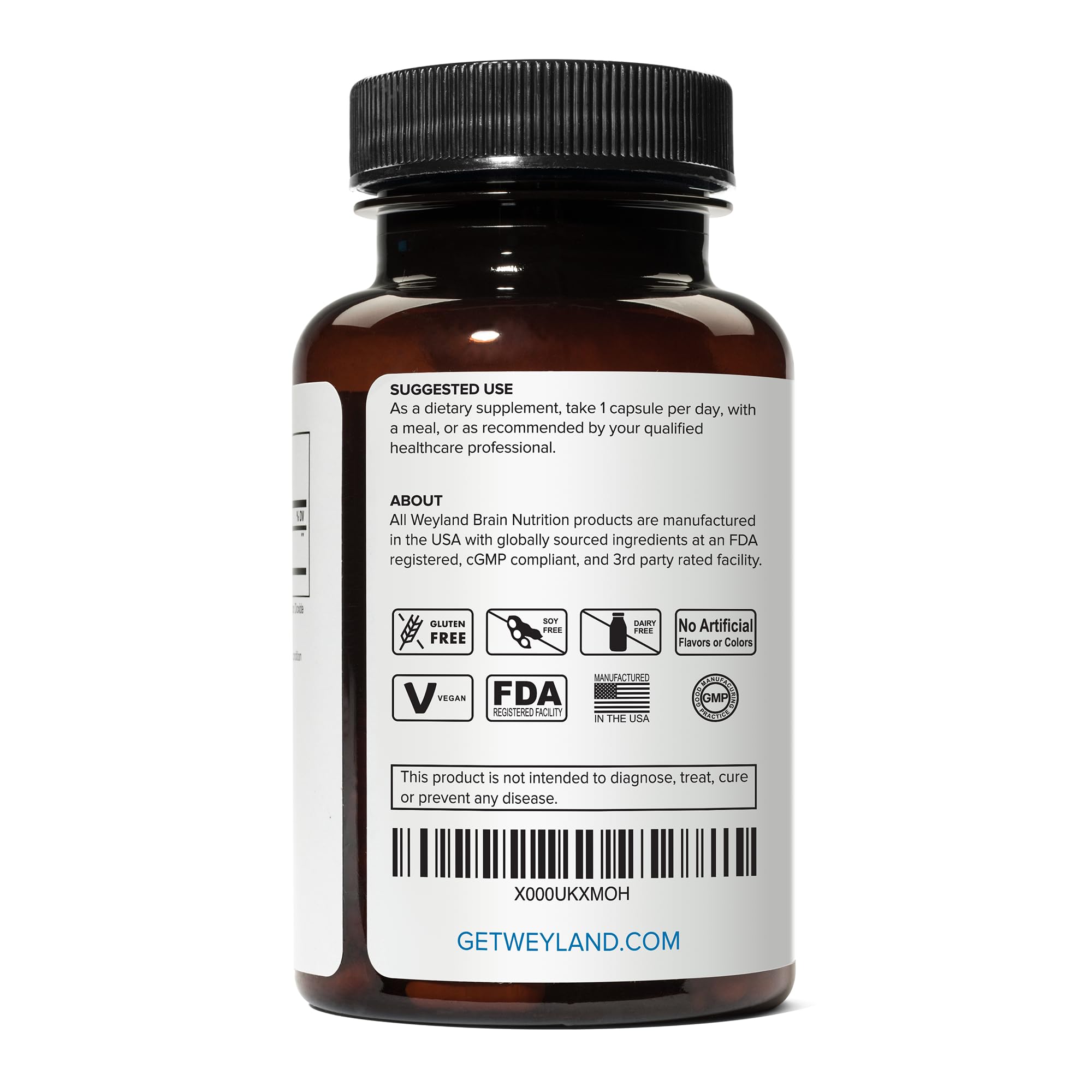 Weyland Brain Nutrition EGCG Green Tea Extract capsules on a wooden table