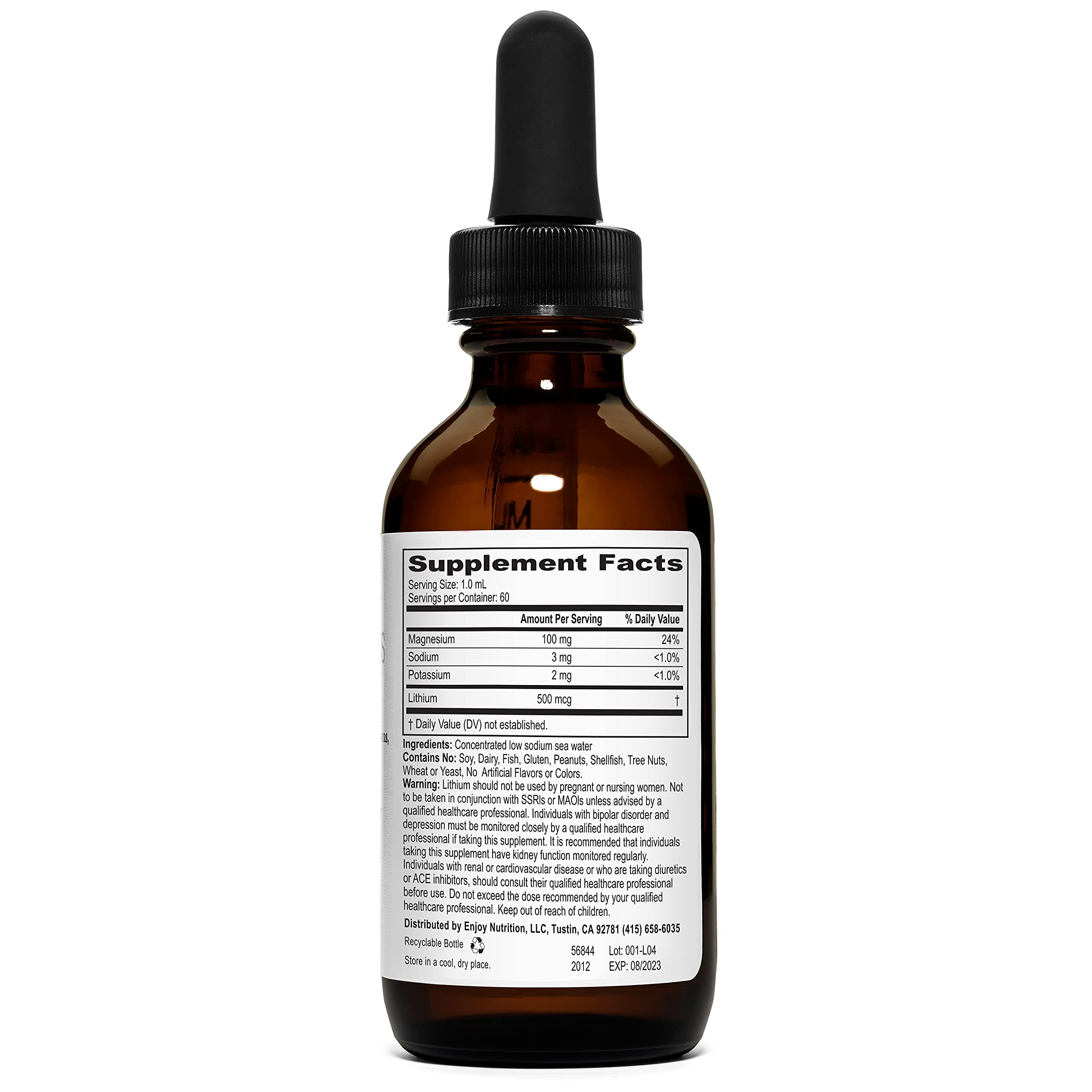Weyland Brain Nutrition Ionic Liquid Lithium Drops 60 mL bottle side view