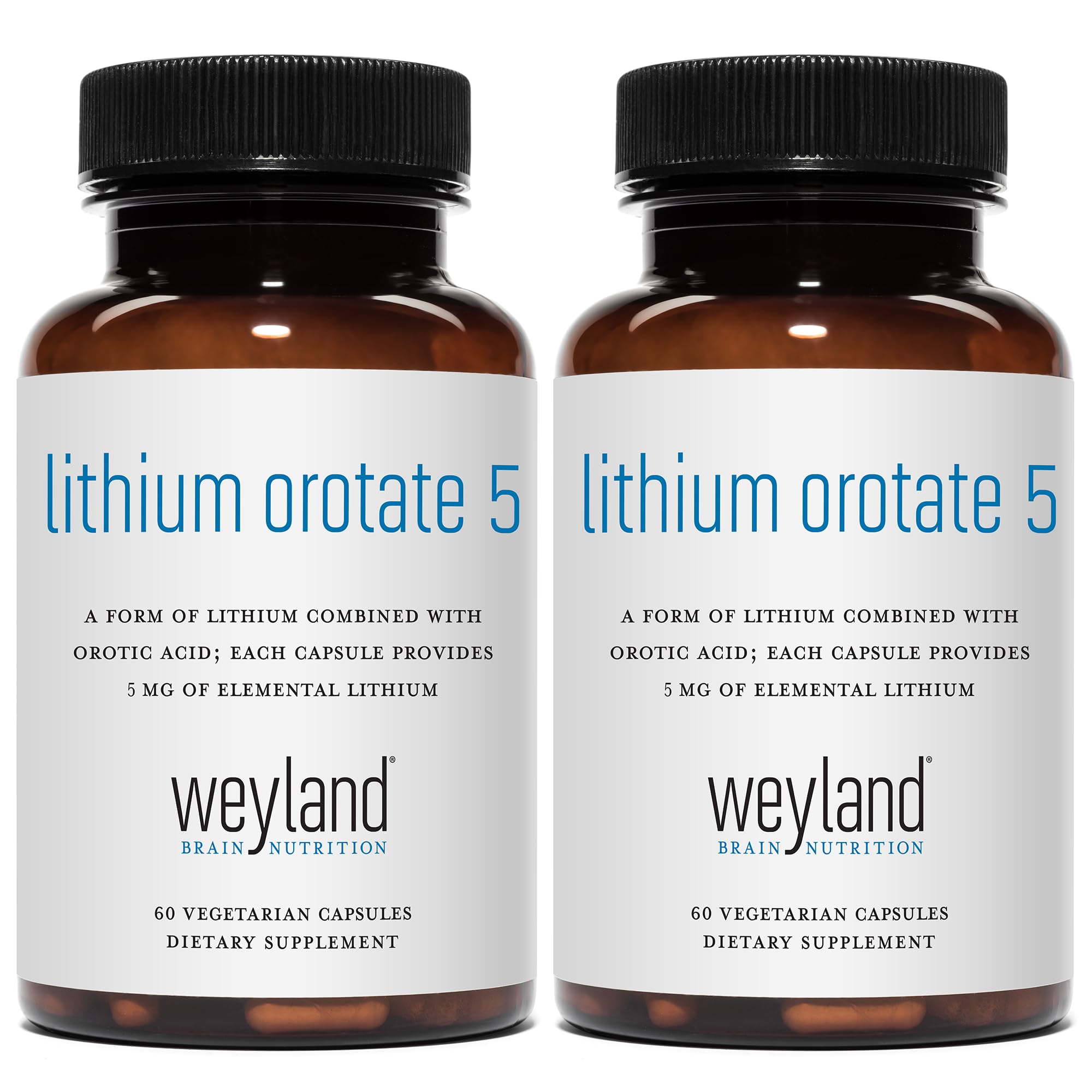 Weyland Brain Nutrition Lithium Orotate 60 vegetarian capsules front view