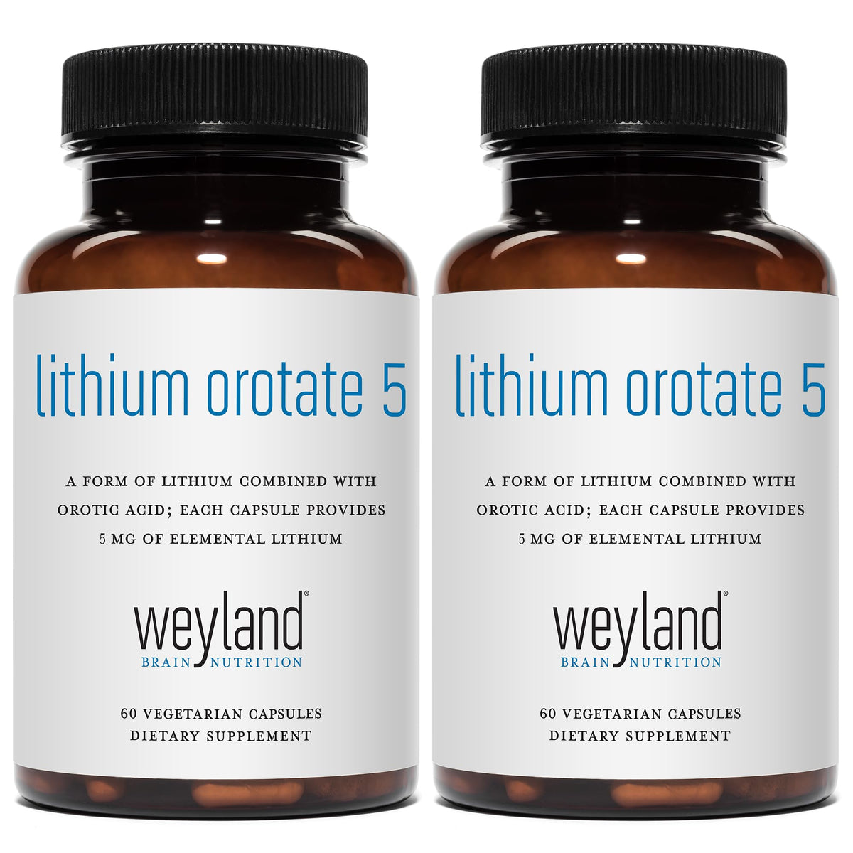 Weyland Brain Nutrition Lithium Orotate 60 vegetarian capsules front view