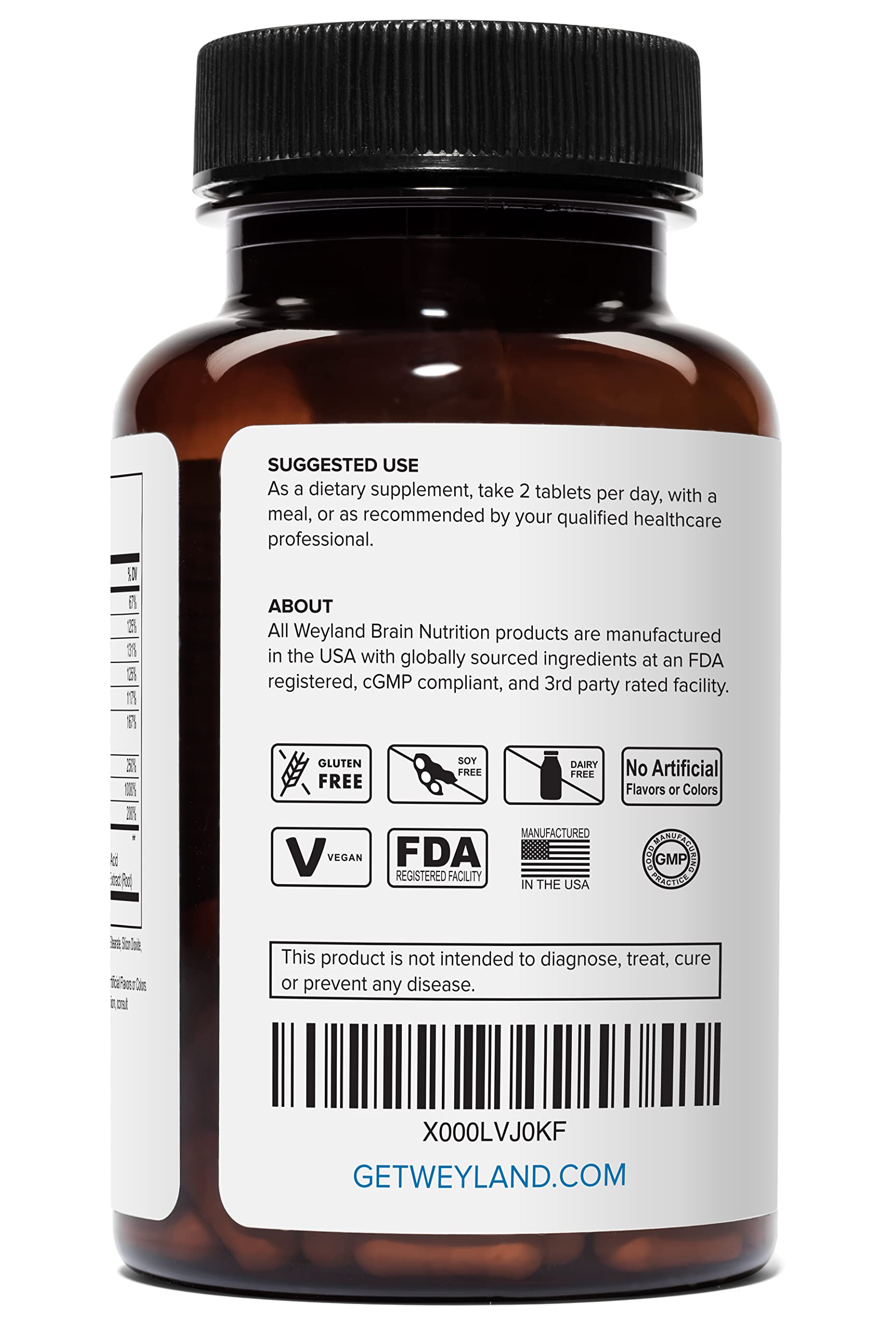 Weyland Energy B-Complex 100 vegetarian tablets side view
