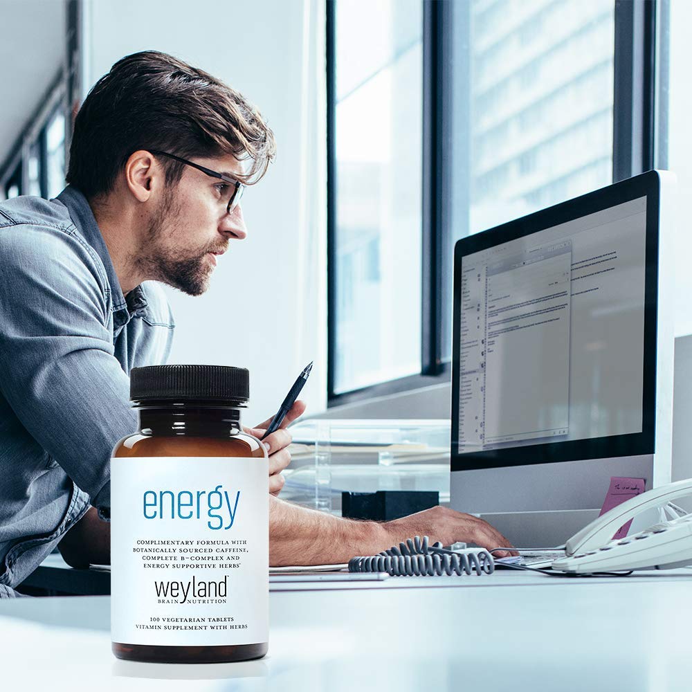 Weyland Energy B-Complex bottle with a tablet next to it