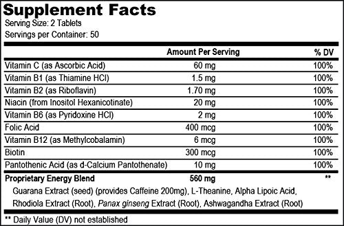 Weyland Energy B-Complex ingredients list on the bottle