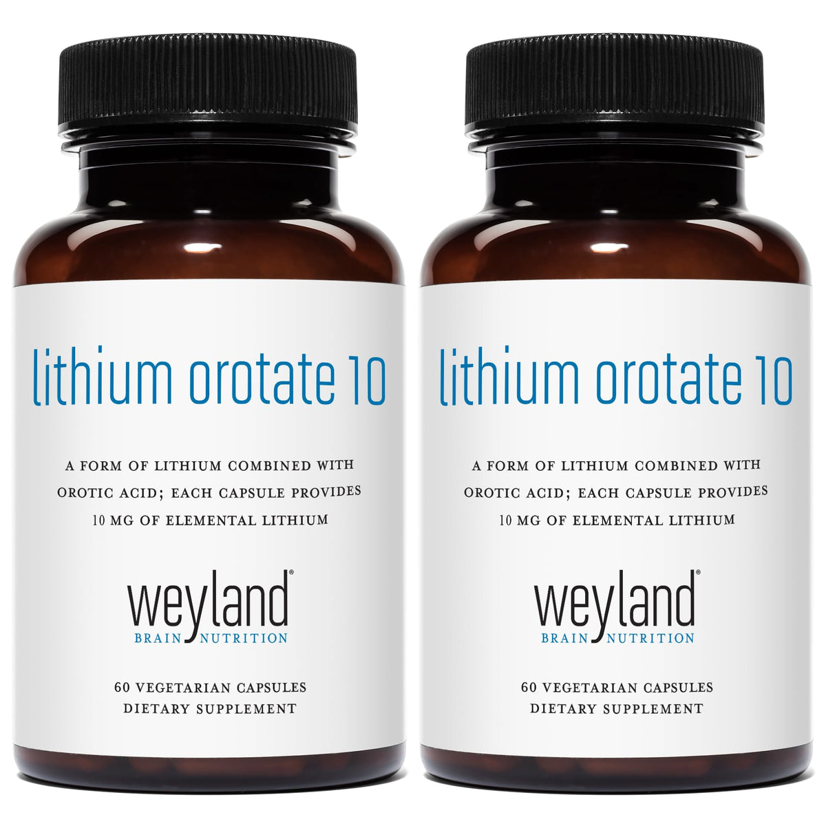 Weyland Lithium Orotate 60 vegetarian capsules front view