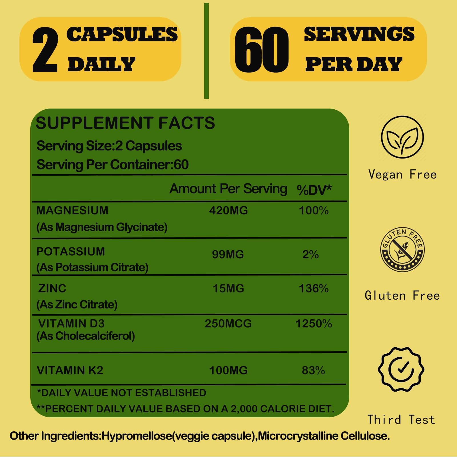 WHBAYSYH Potassium Magnesium Zinc Supplement ingredients list