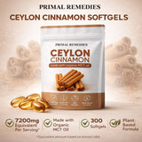 WHDEOW Ceylon Cinnamon Softgels displayed on a wooden table