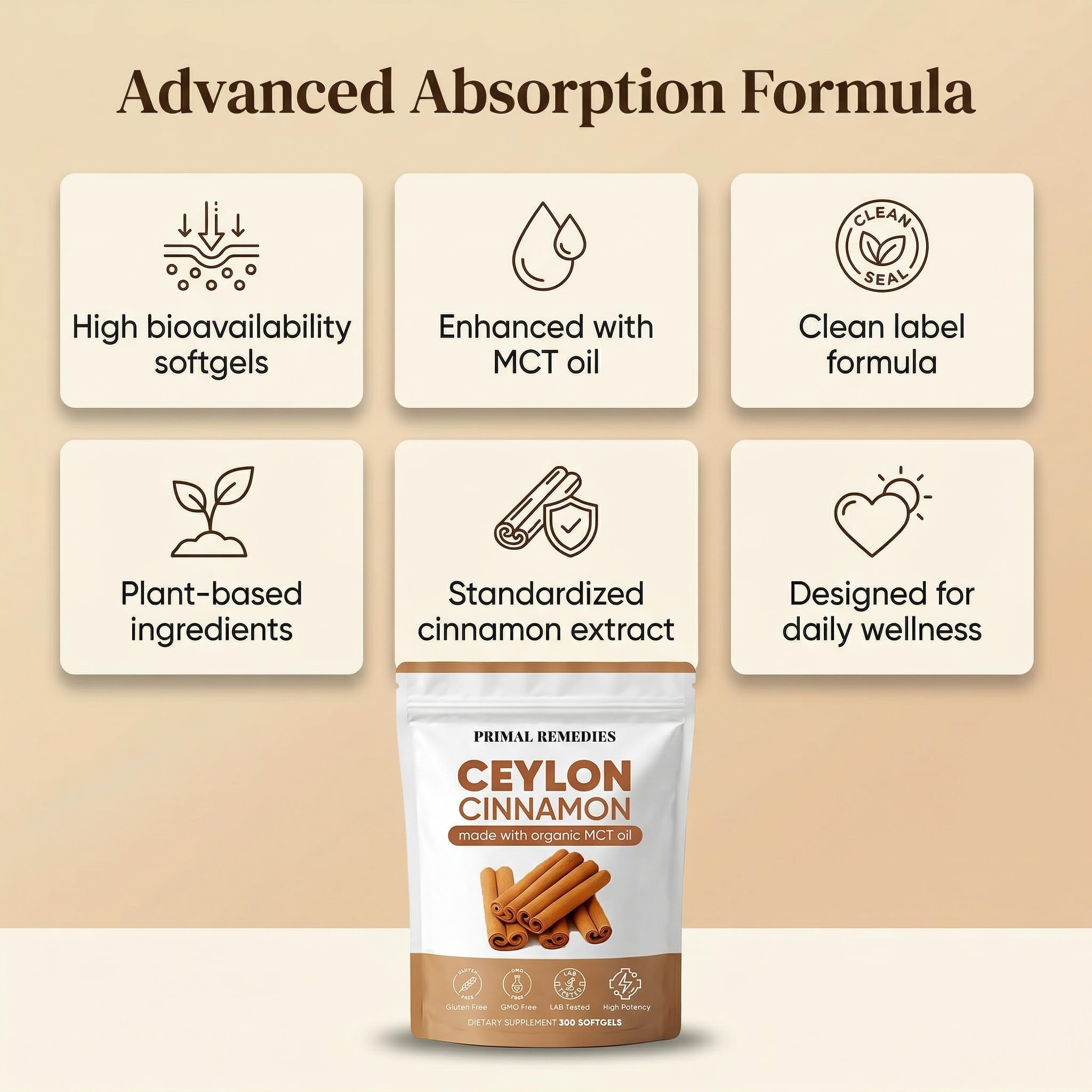 WHDEOW Ceylon Cinnamon Softgels with measuring spoon for dosage