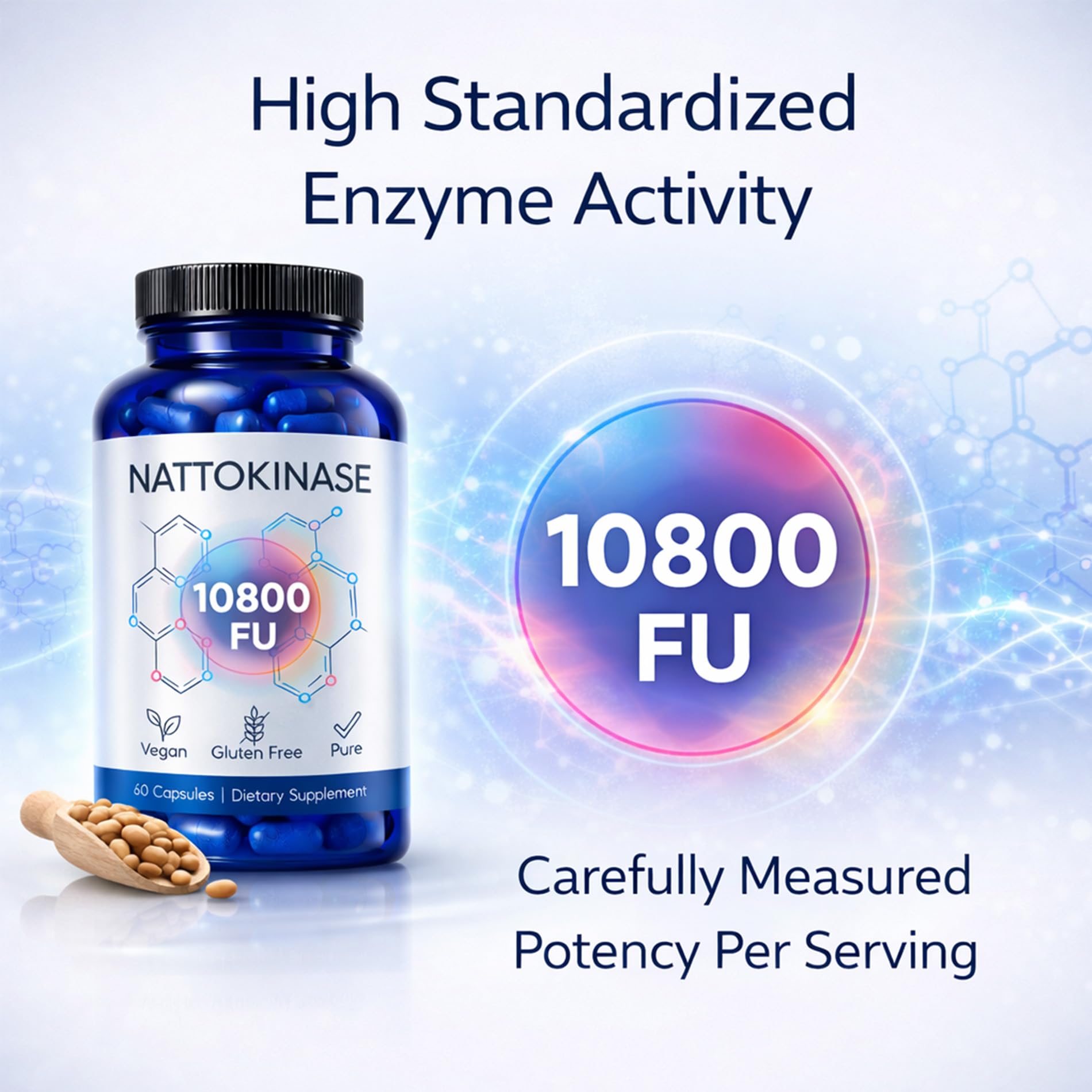WHDEOW Nattokinase Capsules displayed with a measuring spoon