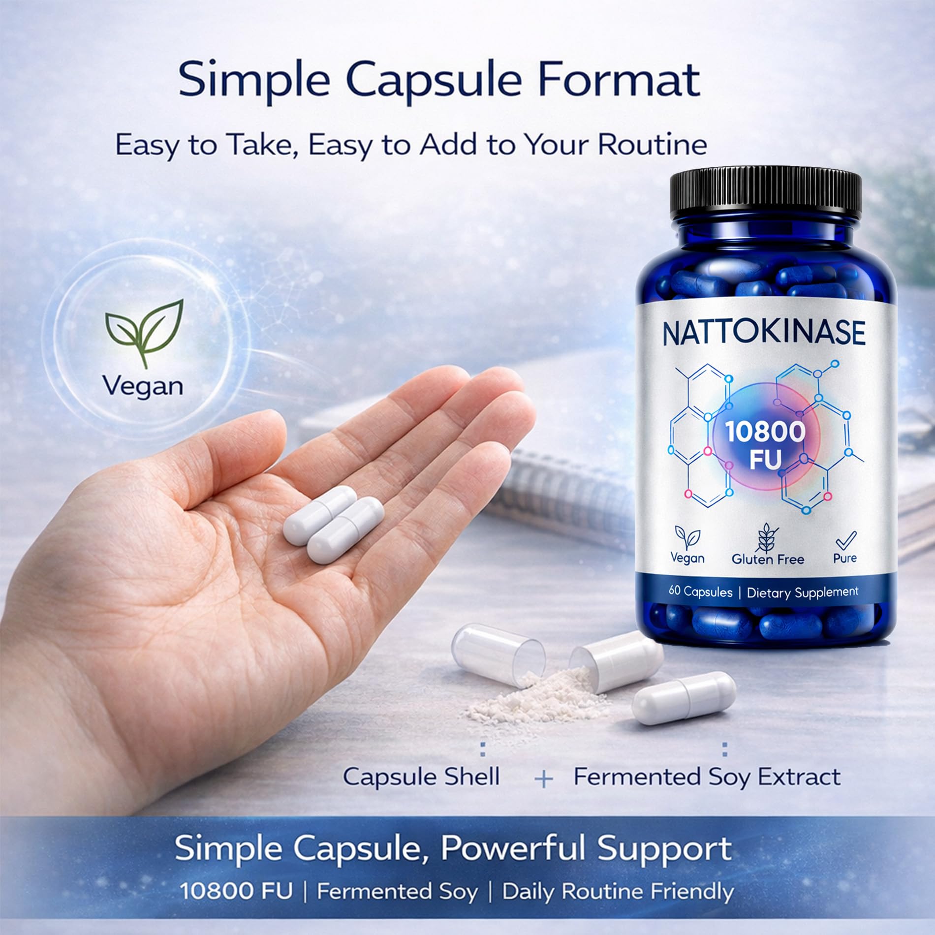WHDEOW Nattokinase Capsules showing ingredient list