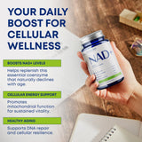 WHISPERWOOD NAD+ Resveratrol Complex capsules in a hand
