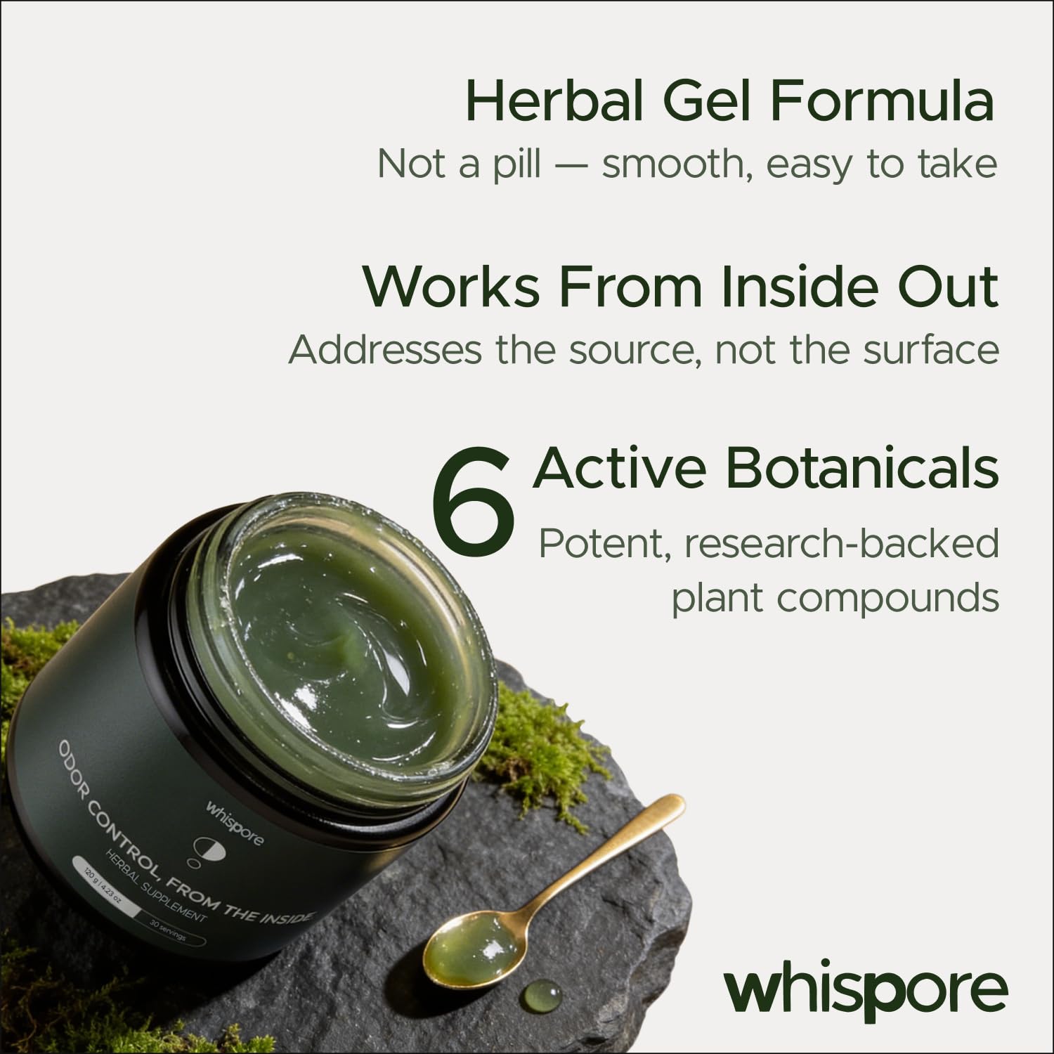 Whispore Internal Odour Control Support supplement capsules