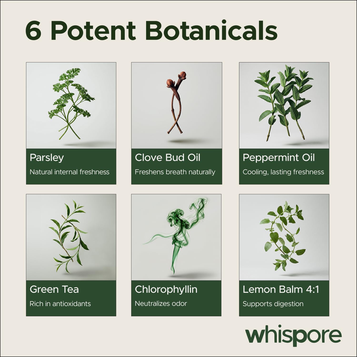 Whispore Internal Odour Control Support supplement ingredients list