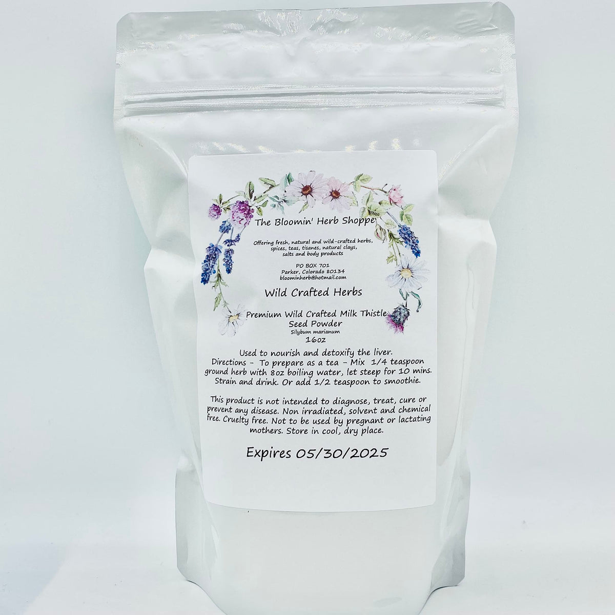 White Label Premium Herbs and Spices Milk Thistle Seed Powder front view