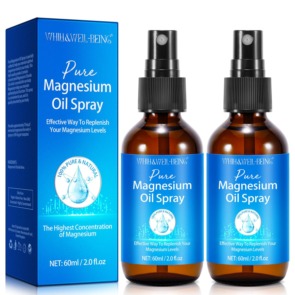 WHLH & WELL-BEING Magnesium Oil Spray 290g front view