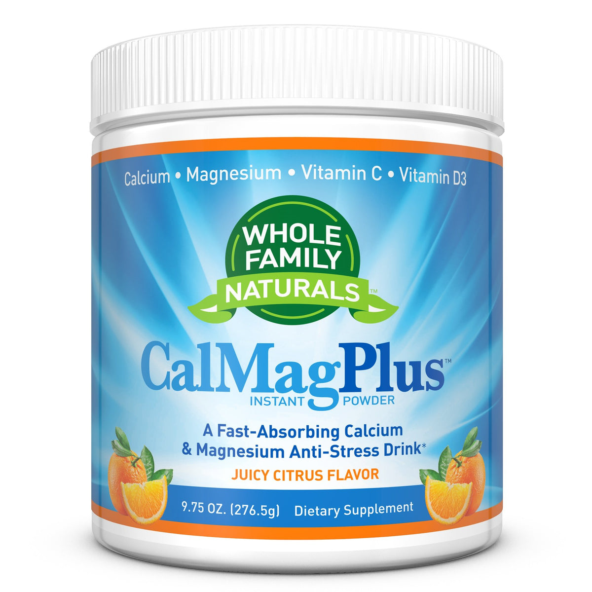 Whole Family Naturals CalMag Plus Juicy Citrus Powder front view