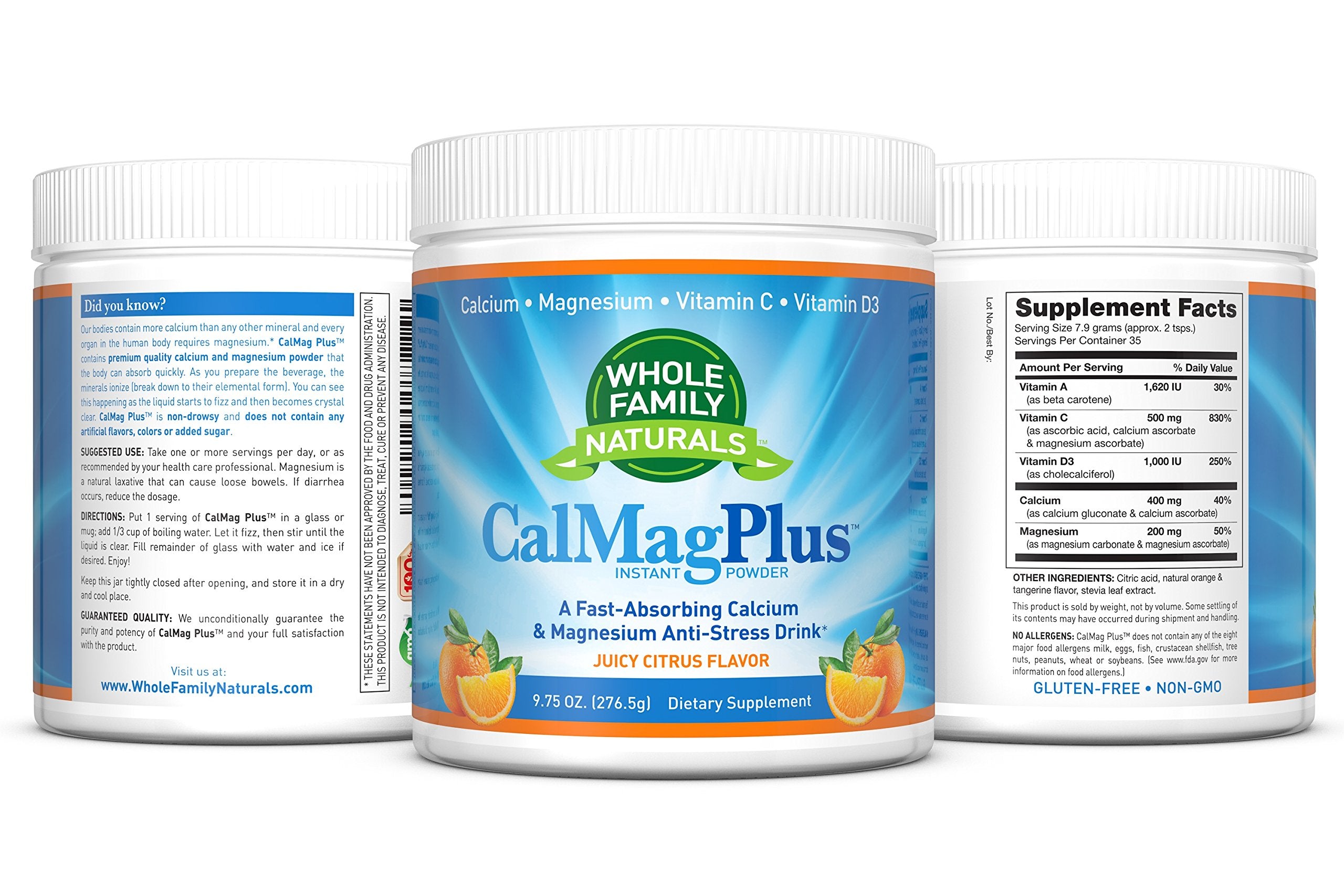 Whole Family Naturals CalMag Plus Juicy Citrus Powder nutritional information