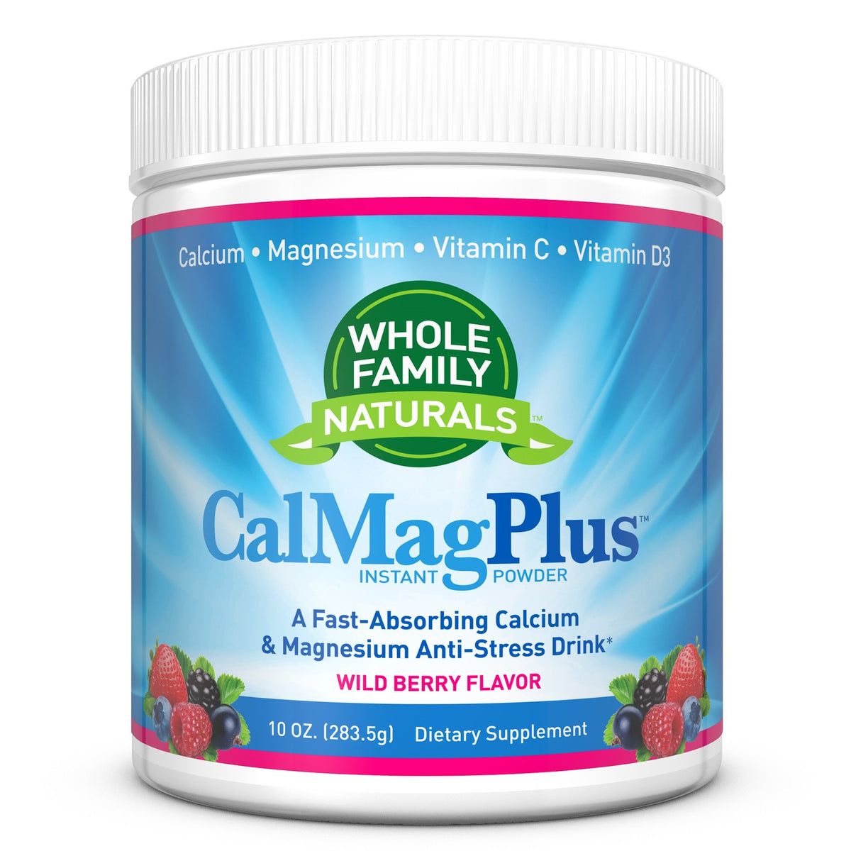 Whole Family Naturals CalMag Plus Wild Berry Powder front view