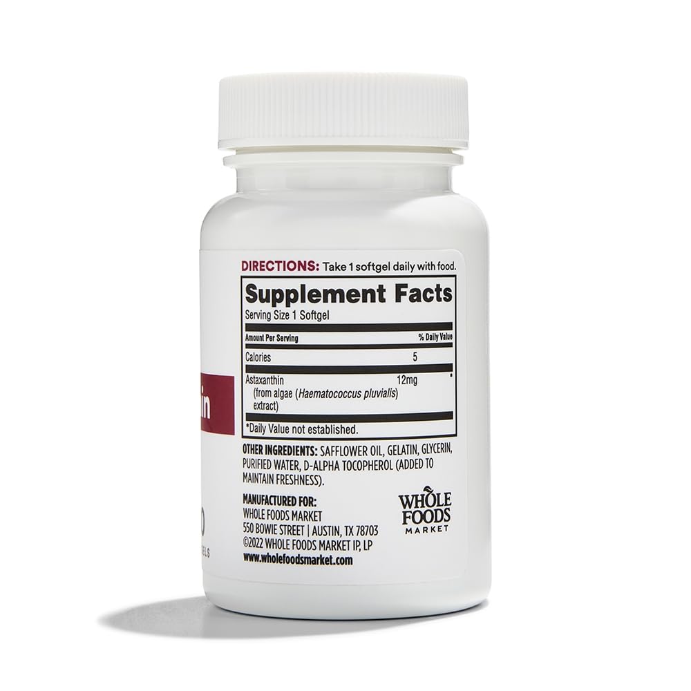 Whole Foods Market Astaxanthin Capsules side view