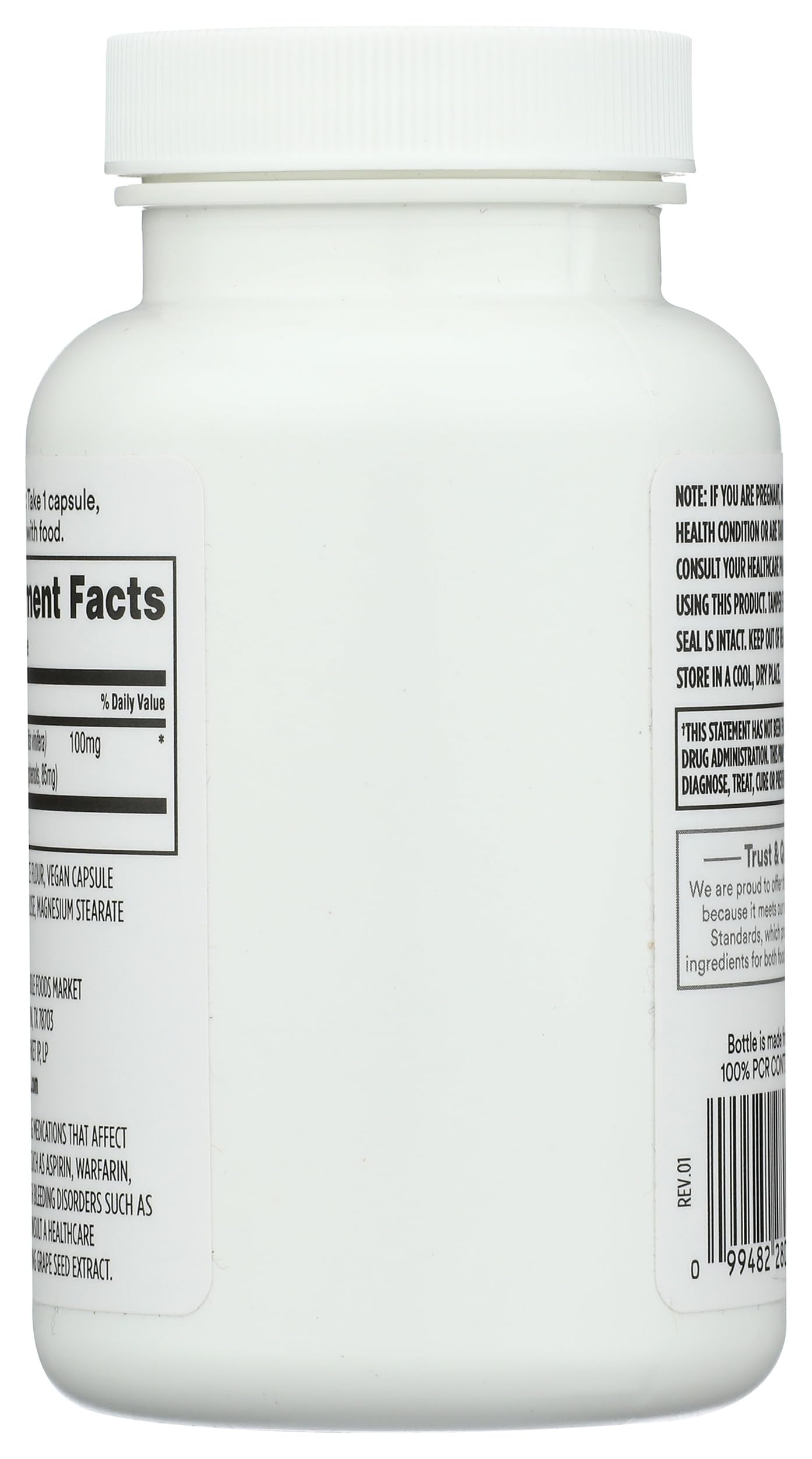 Whole Foods Market Grape Seed Extract bottle with 120 capsules