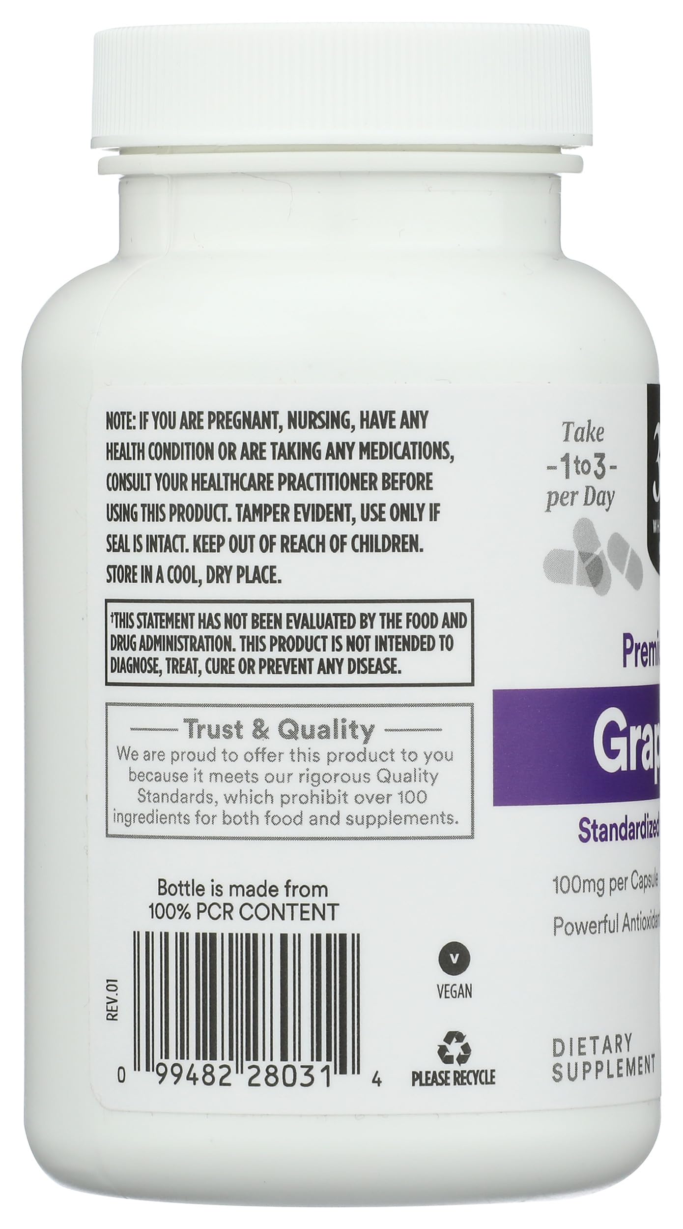 Whole Foods Market Grape Seed Extract bottle with a measuring spoon