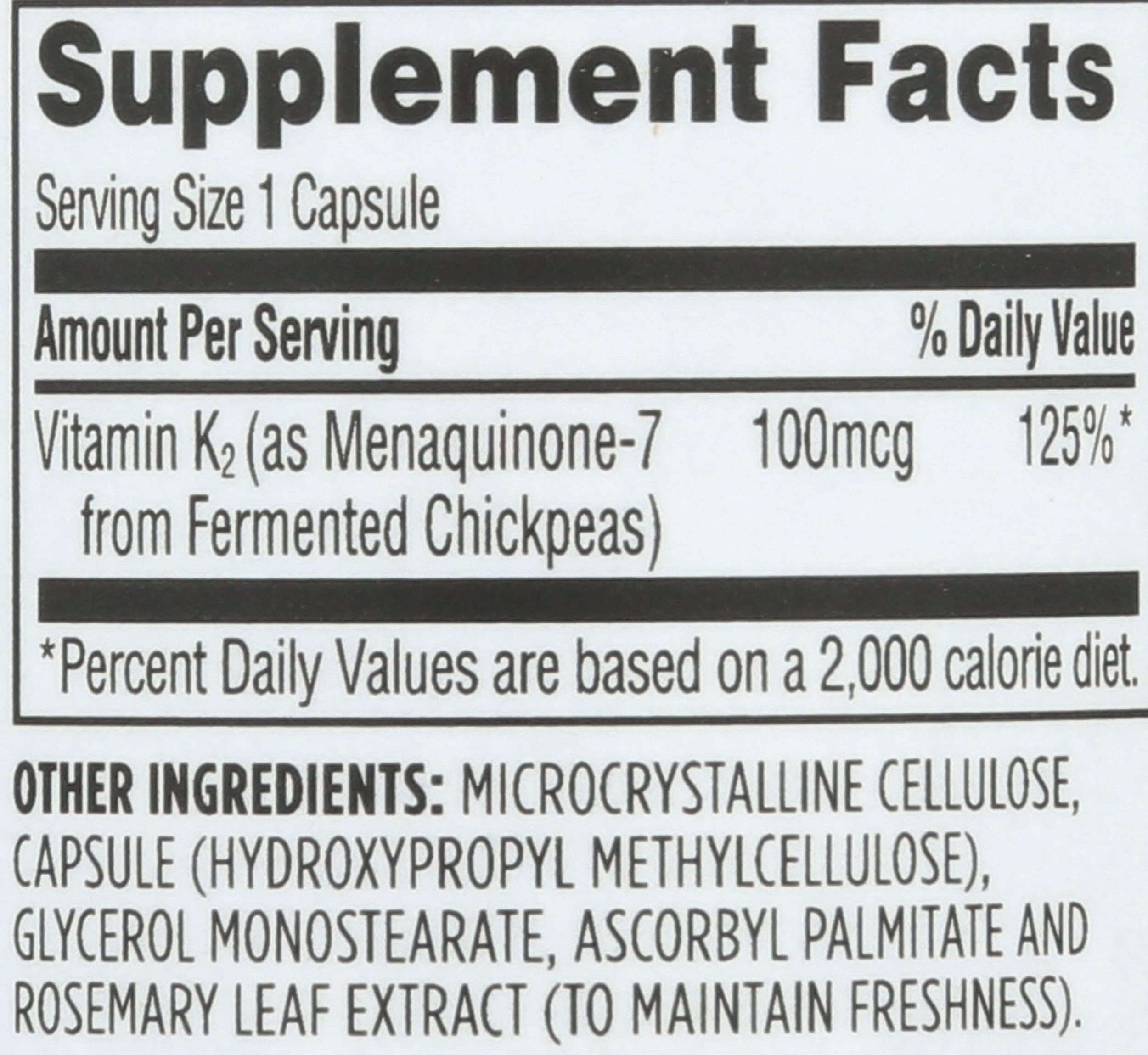 Whole Foods Market Vitamin K2 Capsules bottle with label