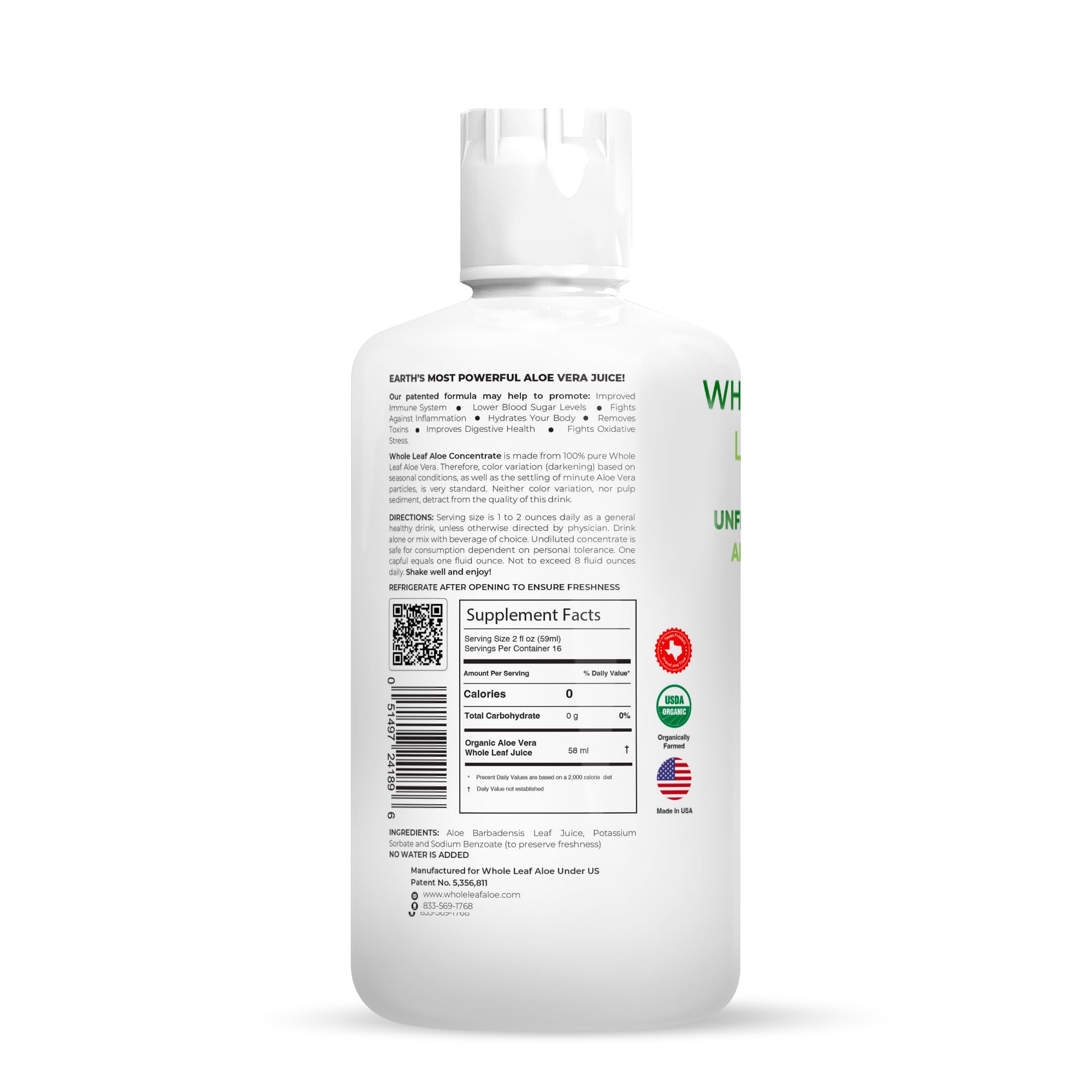 Whole Leaf Aloe Organic Whole Leaf Aloe Vera packaging