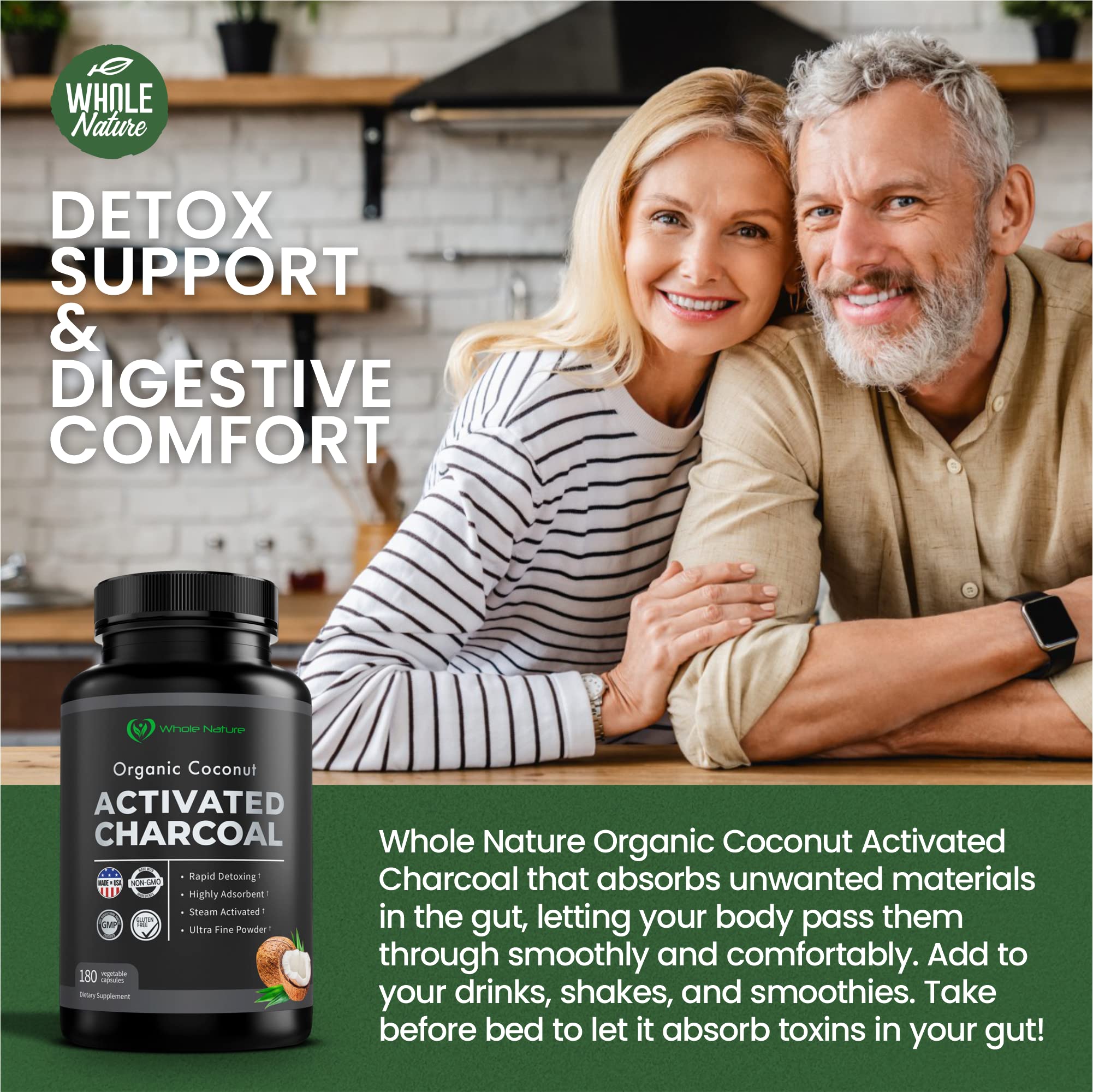 Whole Nature Activated Charcoal Capsules nutritional information