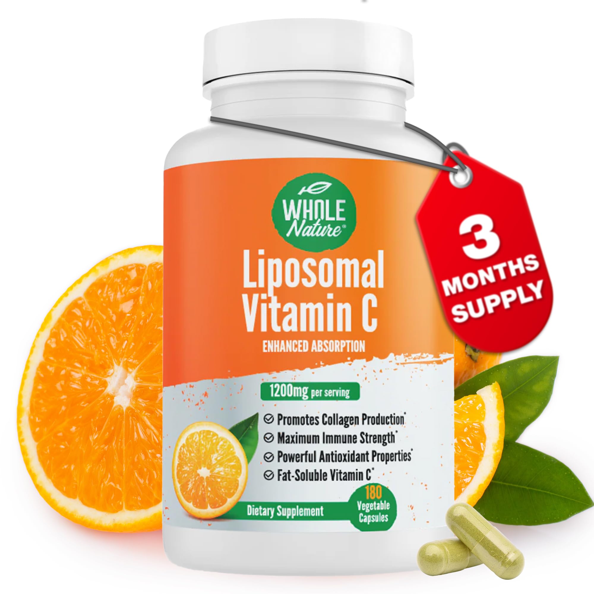 Whole Nature Liposomal Vitamin C 1200mg Capsules front view
