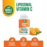 Whole Nature Liposomal Vitamin C 1200mg Capsules on a wooden table