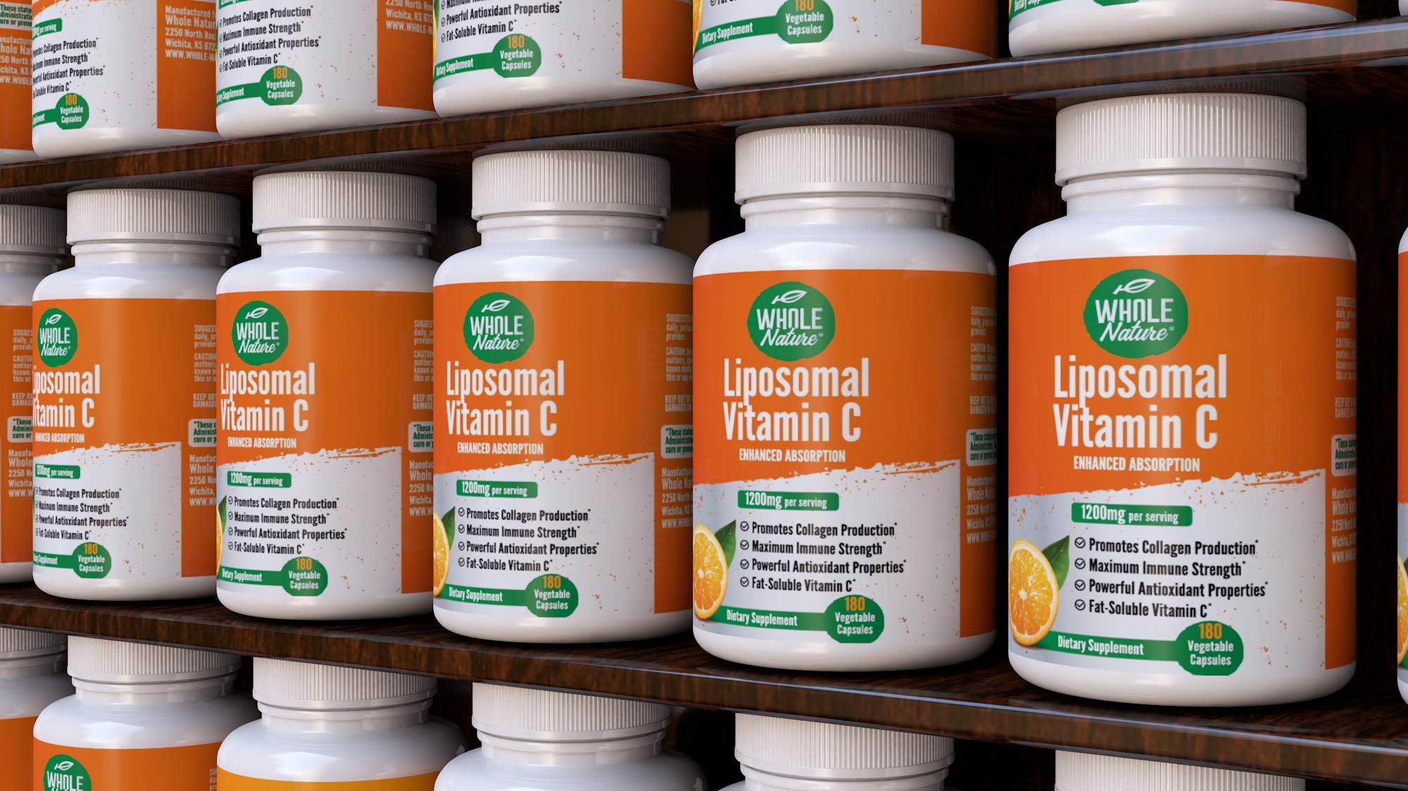 Whole Nature Liposomal Vitamin C 1200mg Capsules opened bottle