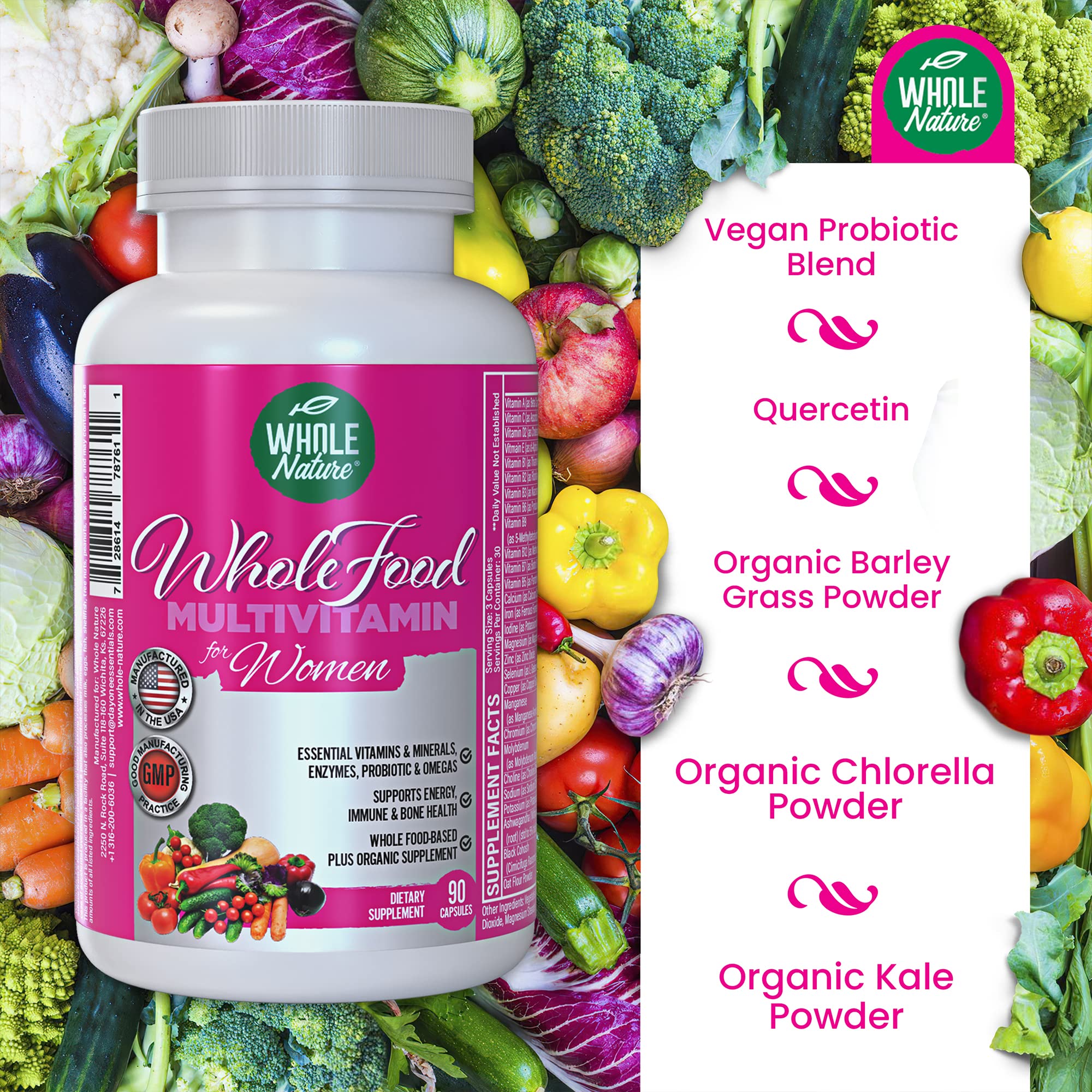 Whole Nature Multivitamins back view with ingredient list