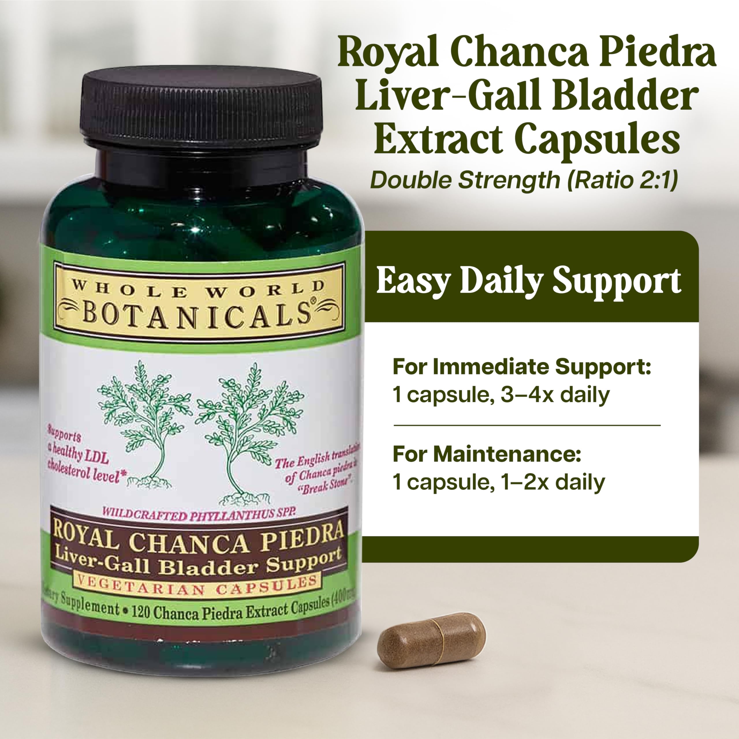 Whole World Botanicals Chanca Piedra Liquid Extract with measuring spoon