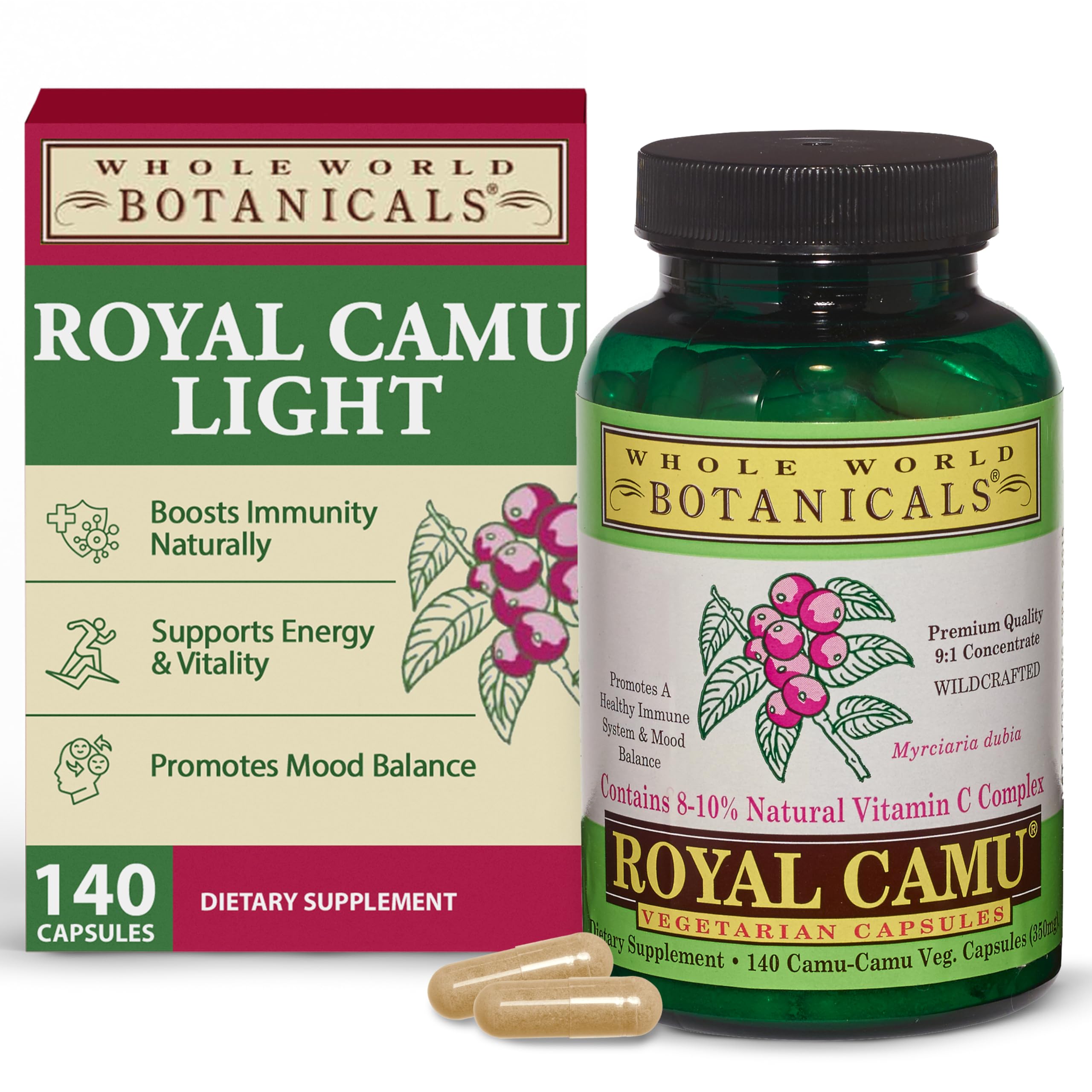 Whole World Botanicals Royal Camu Light Capsules front view