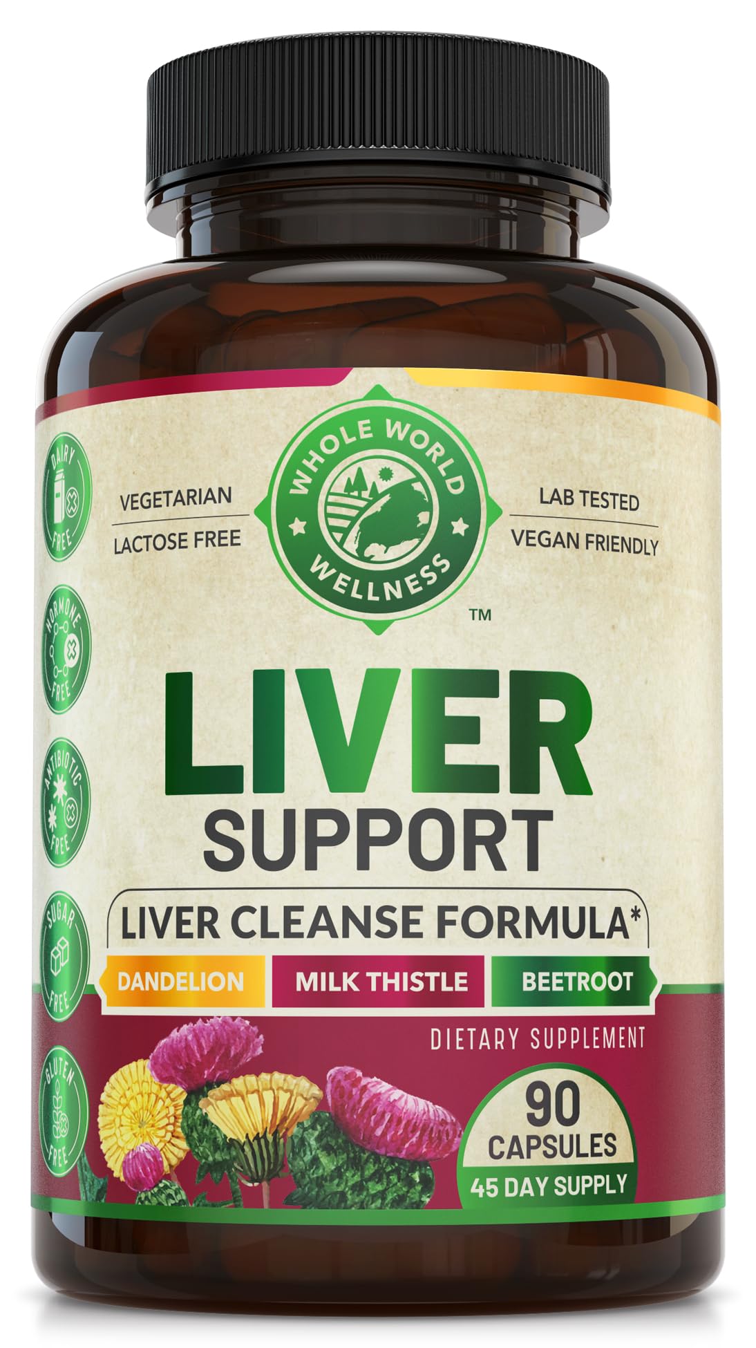 WHOLE WORLD WELLNESS Artichoke Liver Support Supplement bottle front view