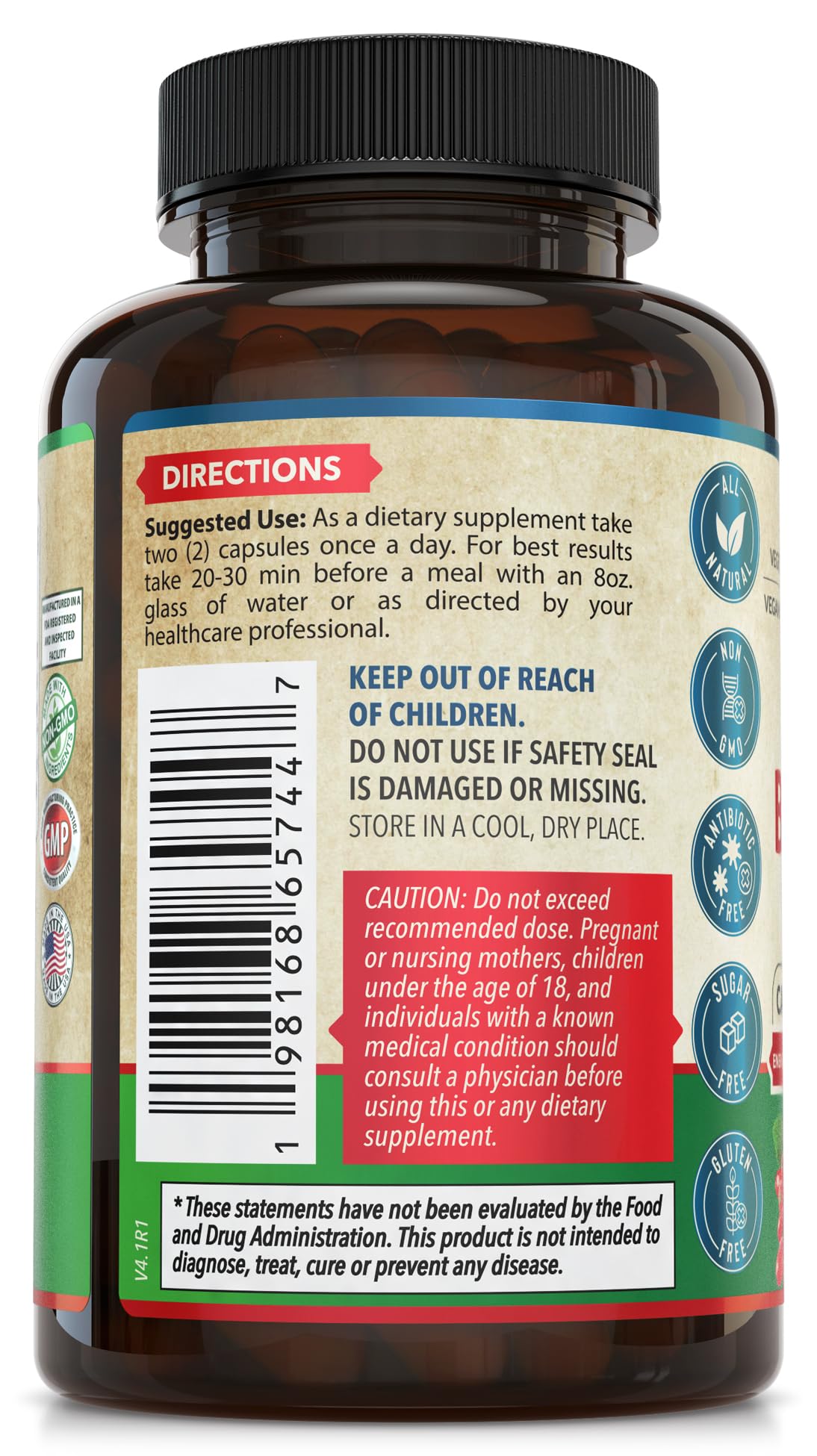 WHOLE WORLD WELLNESS Berberine Supplement 1200mg capsules with fresh ingredients
