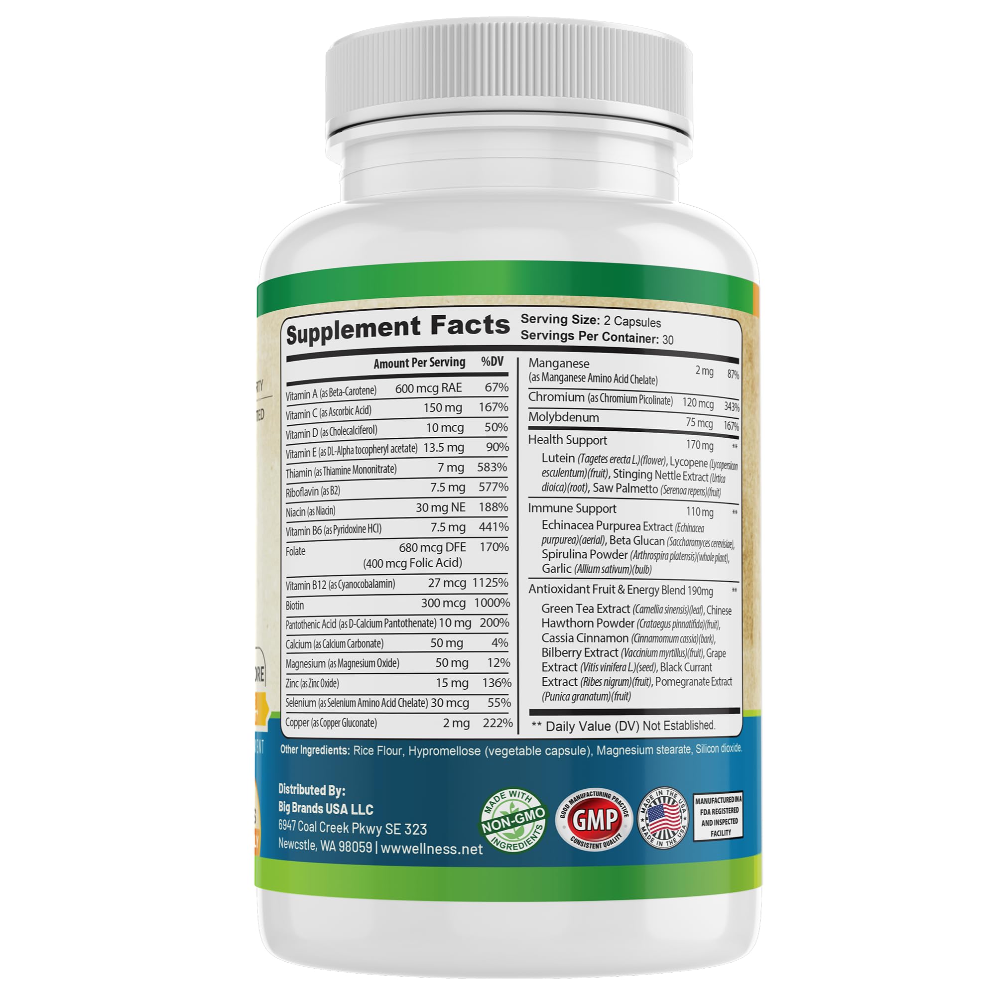 WHOLE WORLD WELLNESS Men's Multivitamin capsules in a hand