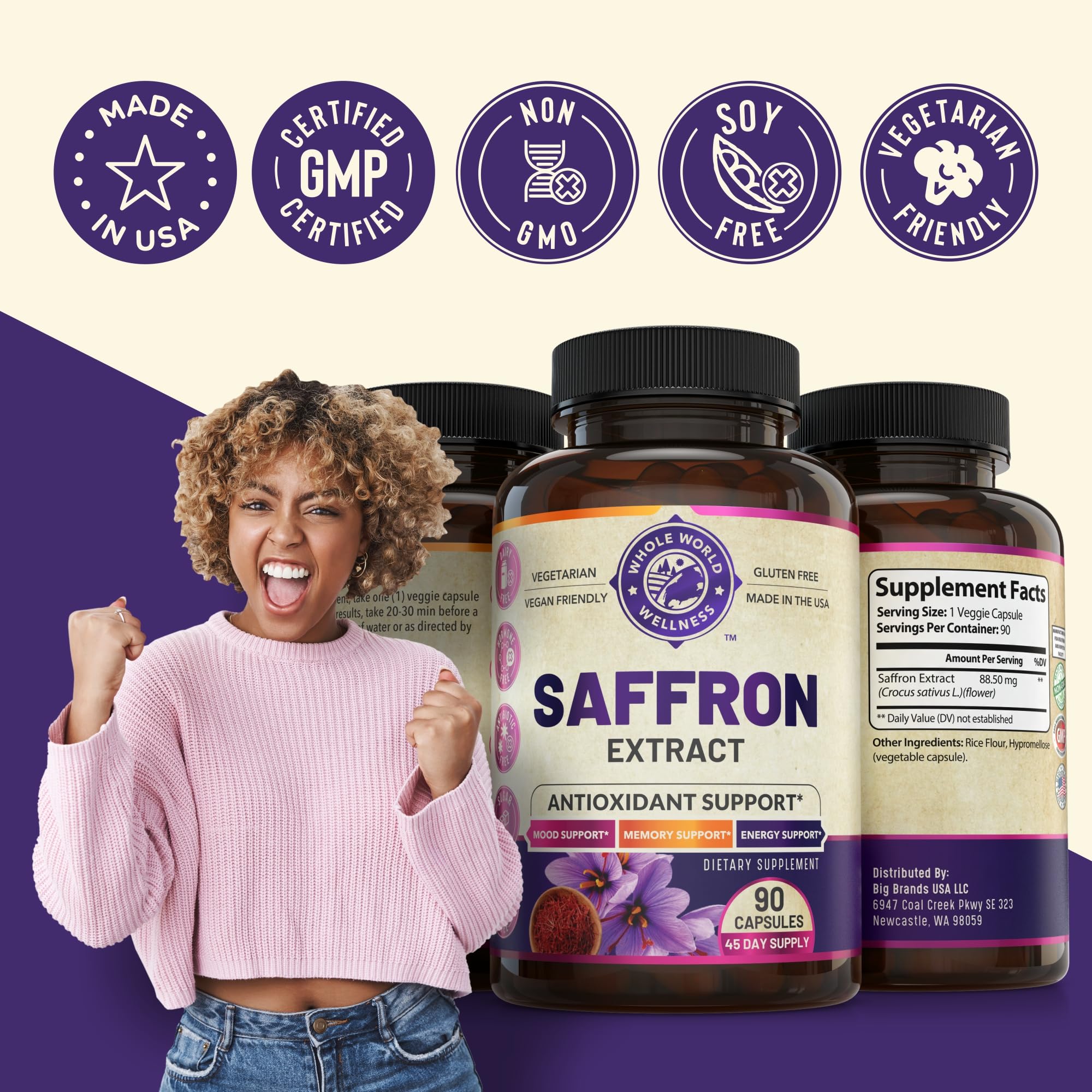 WHOLE WORLD WELLNESS Saffron Extract label details