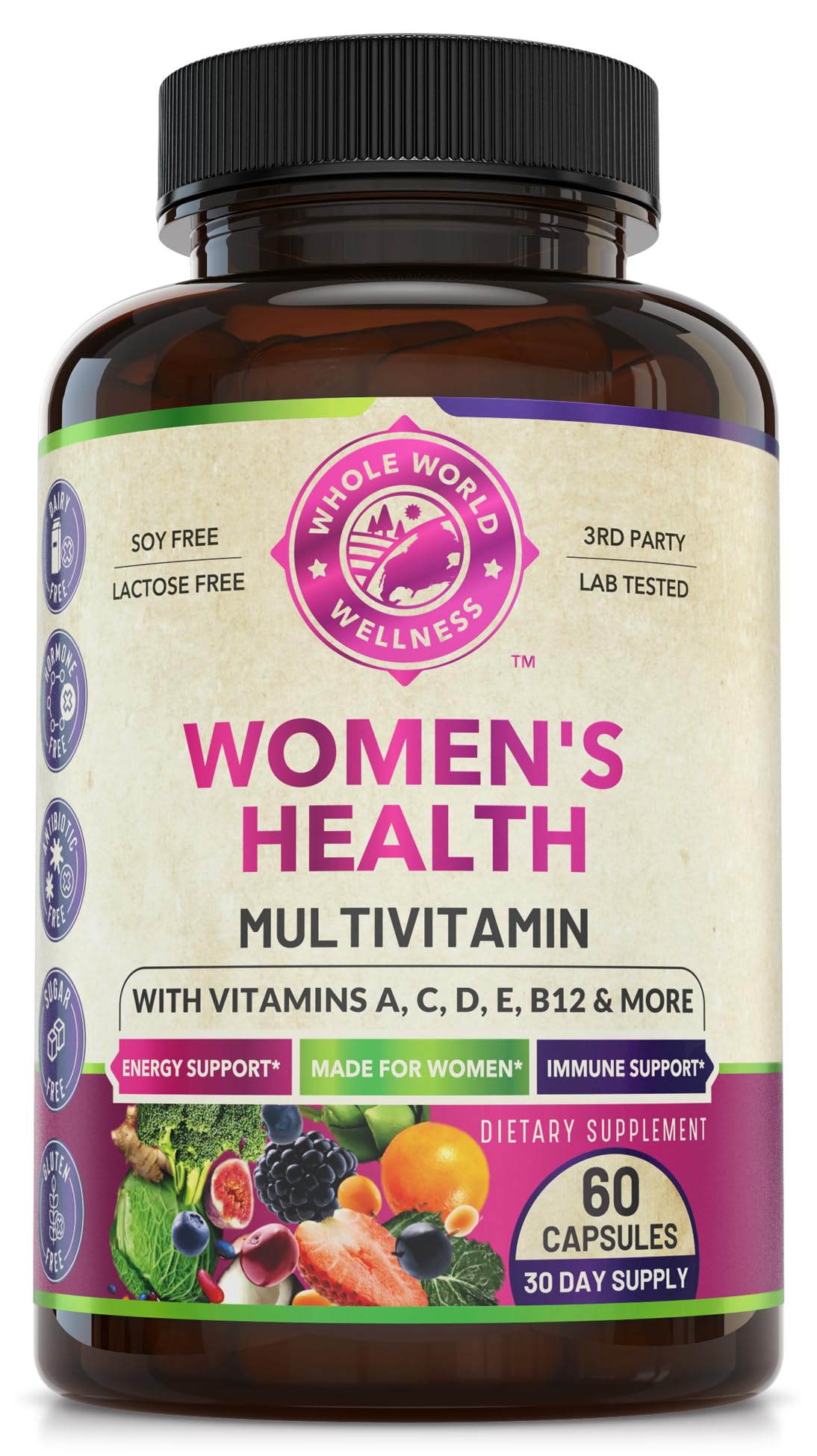 WHOLE WORLD WELLNESS Women's Multivitamin 60 Capsules front view