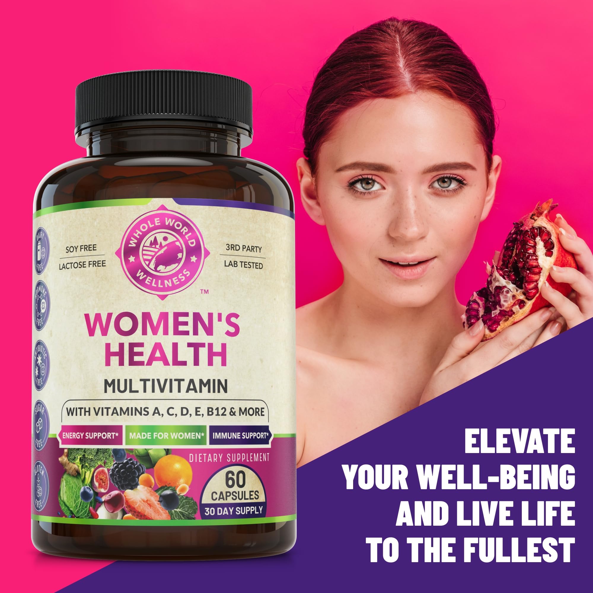 WHOLE WORLD WELLNESS Women's Multivitamin side view with label