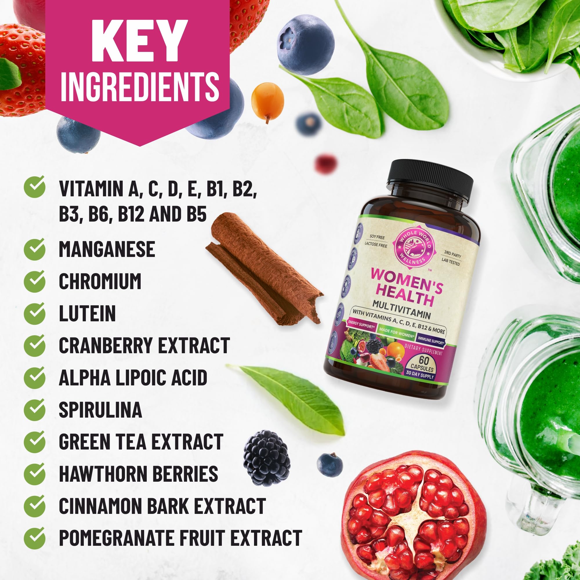 WHOLE WORLD WELLNESS Women's Multivitamin with a measuring spoon