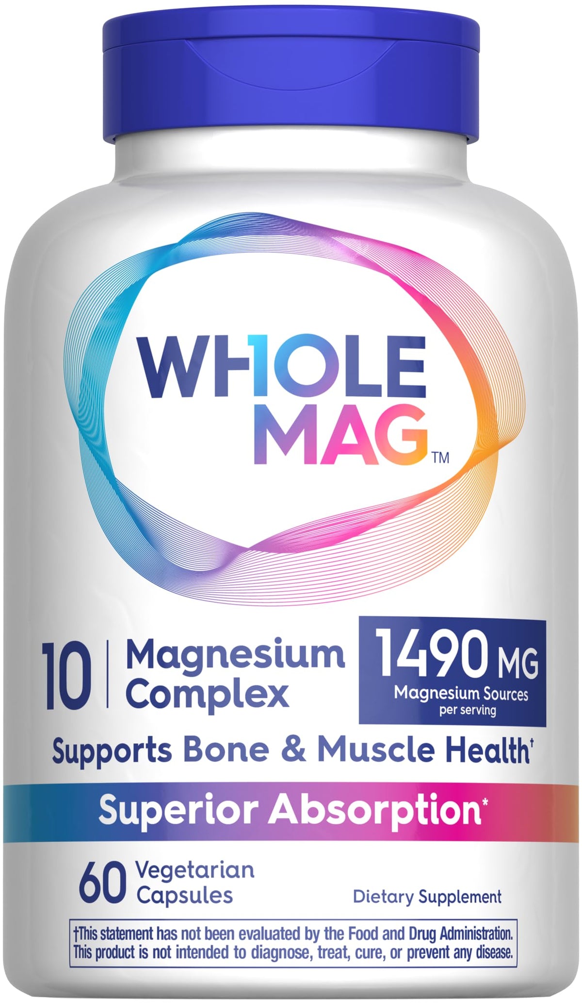 WholeMag Magnesium Complex 10 Forms 1490mg supplement front view