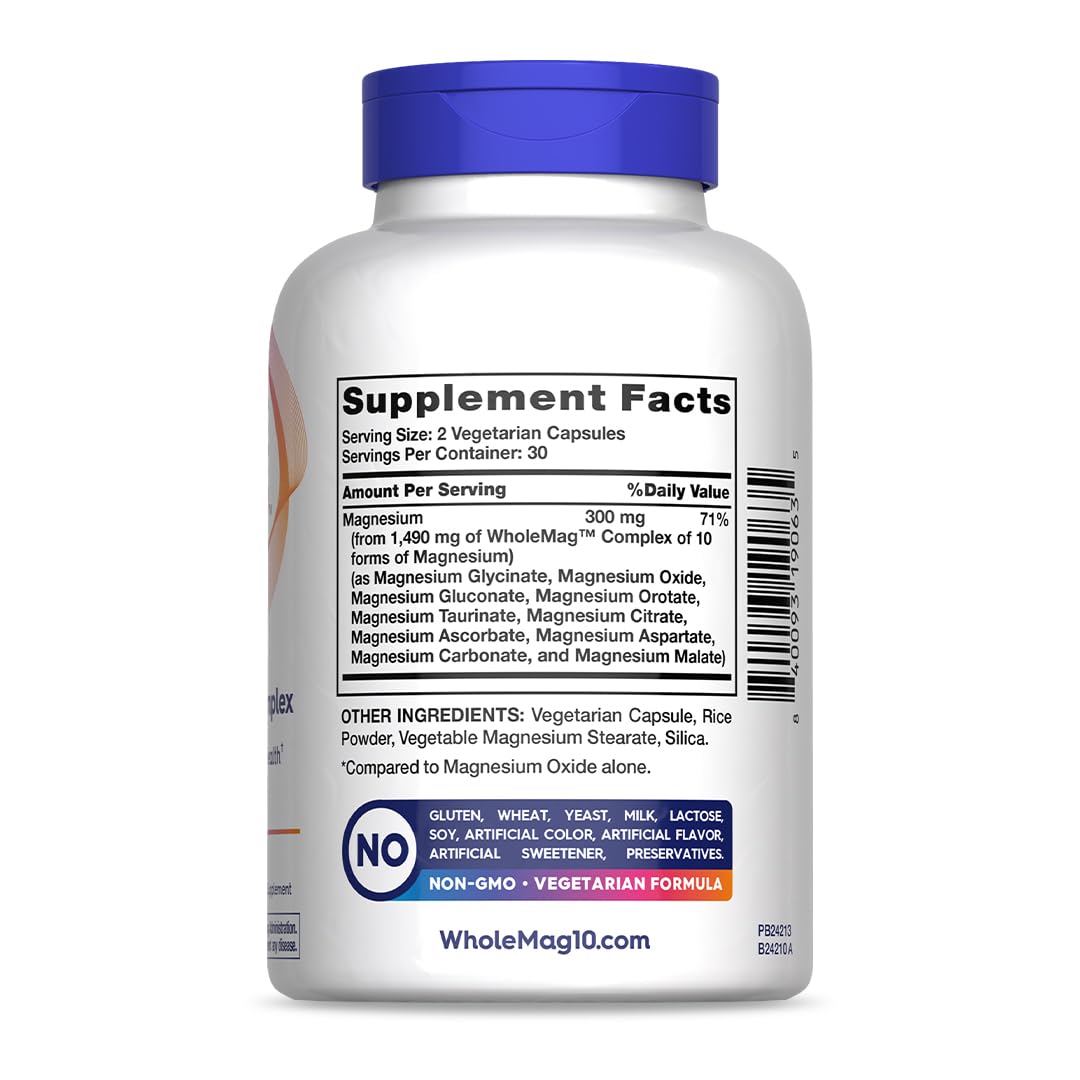 WholeMag Magnesium Complex 10 Forms 1490mg supplement side view