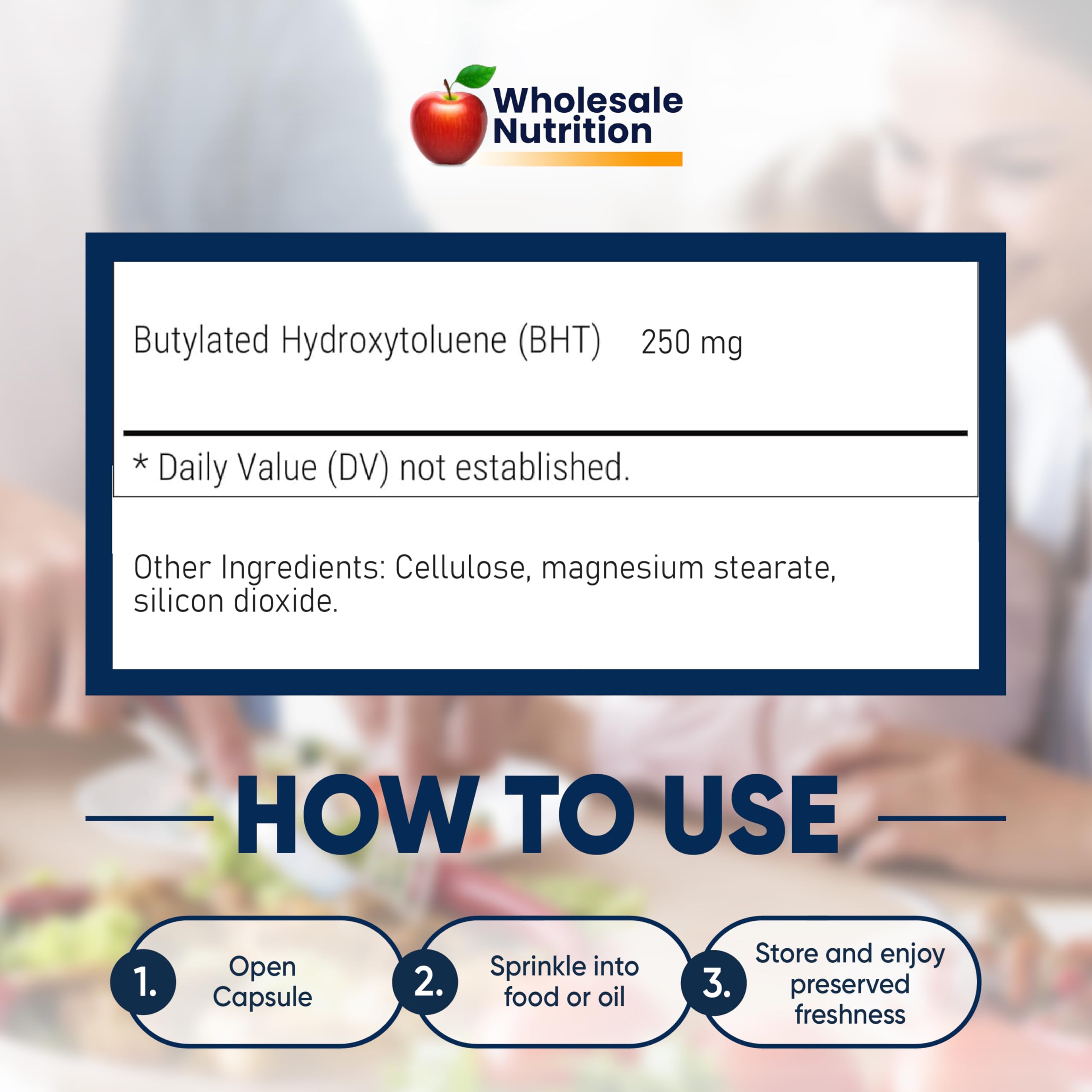 Wholesale Nutrition BHT Antioxidant Capsules with cooking oils