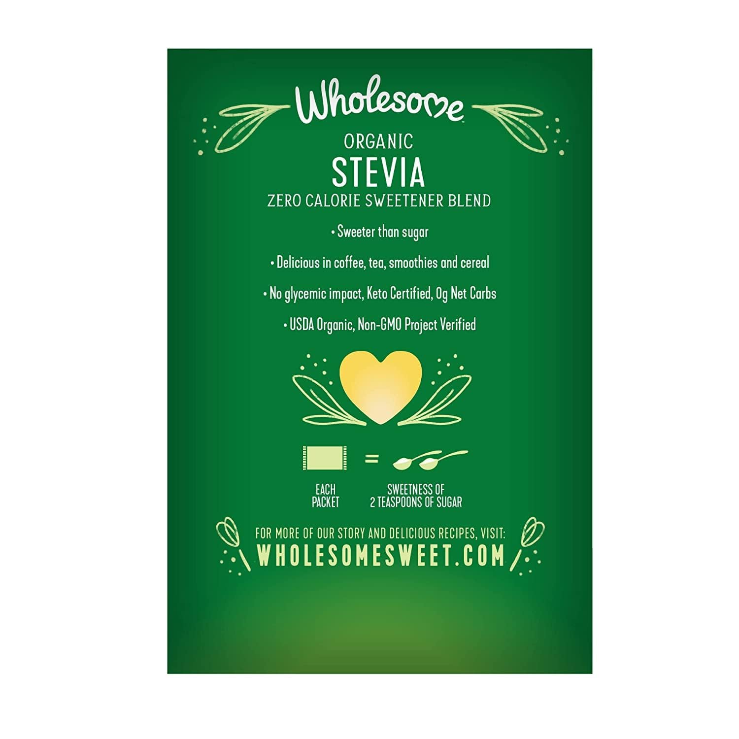 Wholesome Organic Stevia packet close-up