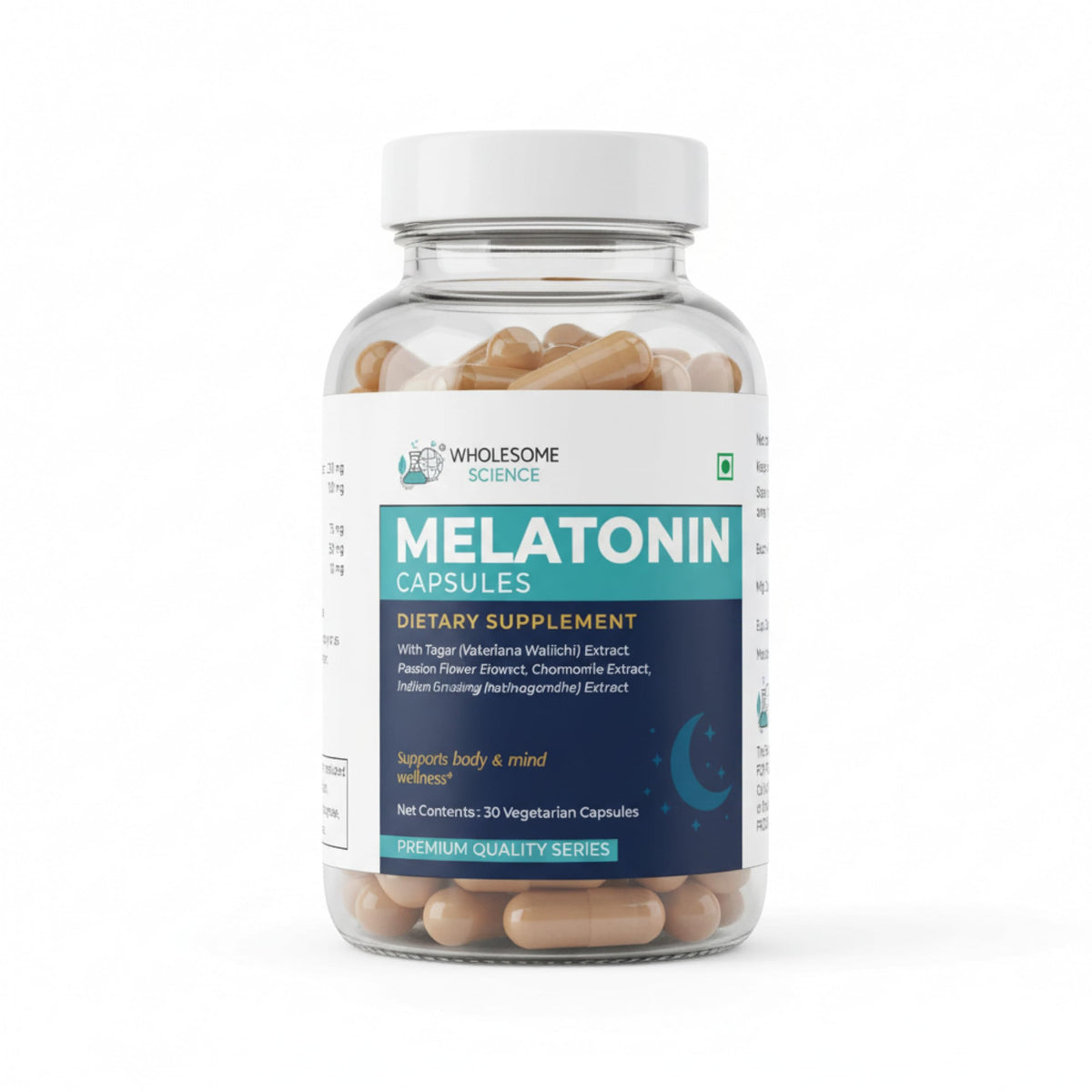 WHOLESOME SCIENCE Melatonin 10 mg Capsules front view with packaging