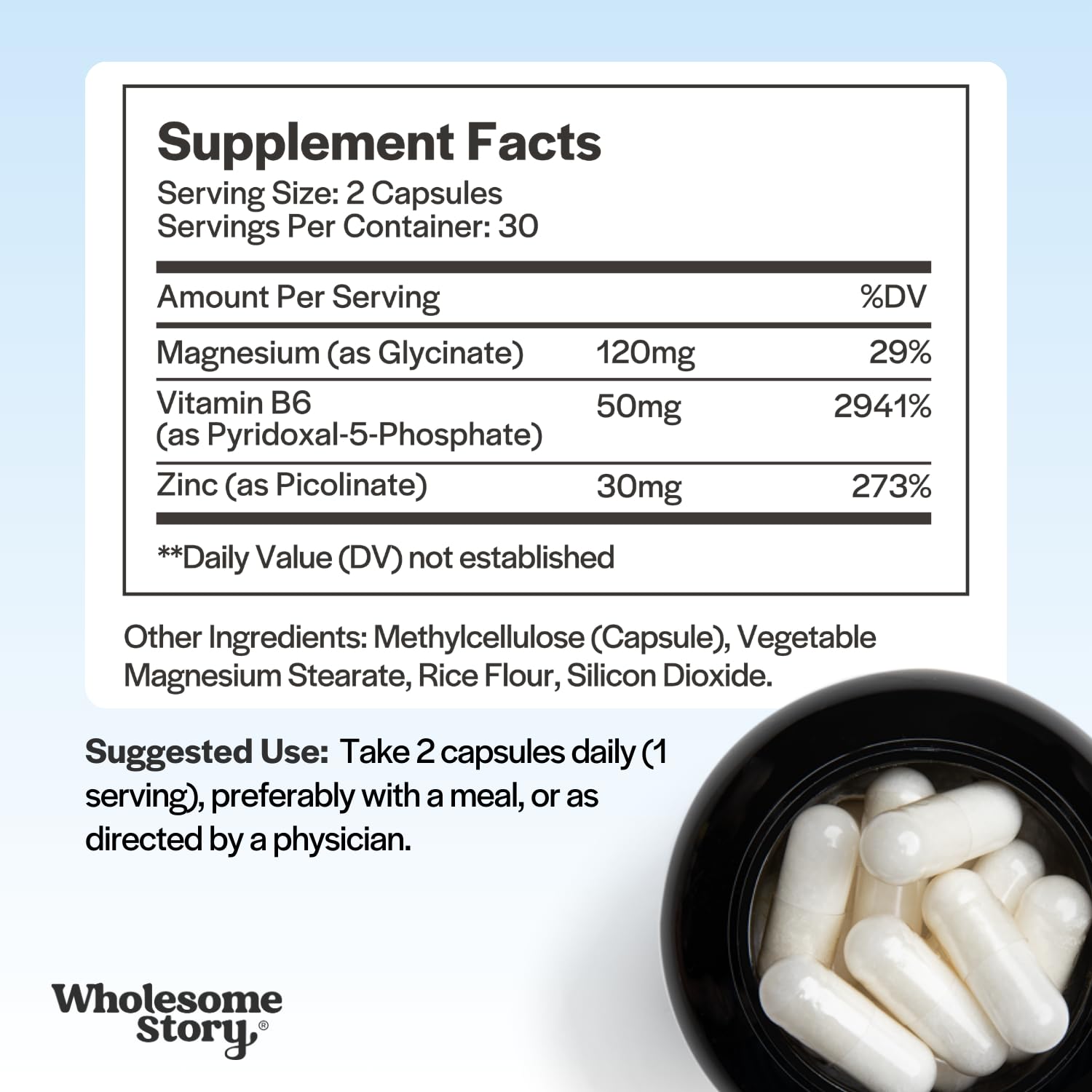 Wholesome Story Magnesium Supplement bottle side view