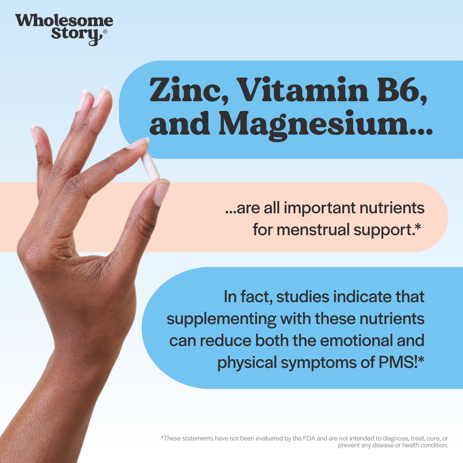 Wholesome Story Magnesium Supplement capsules on a wooden surface